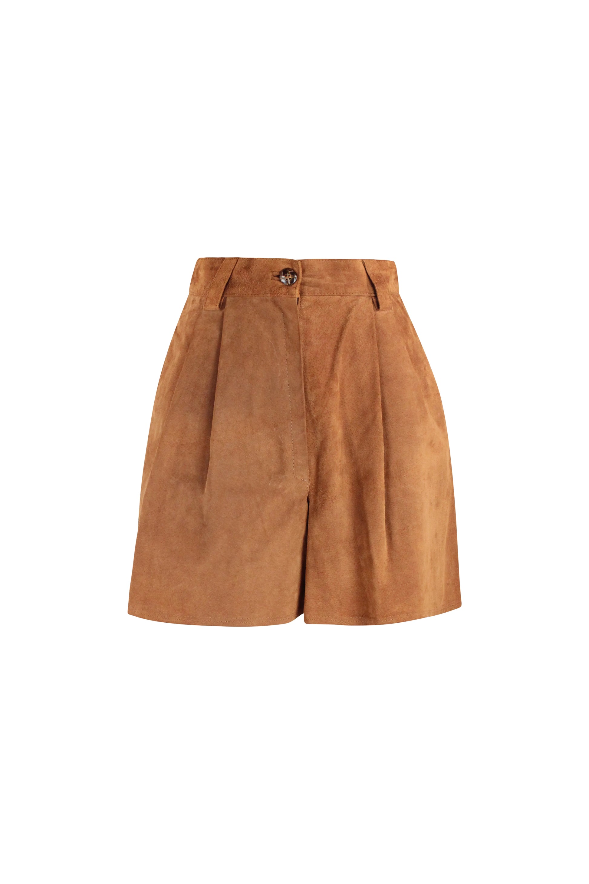 Suede High-Waisted Pleated Shorts