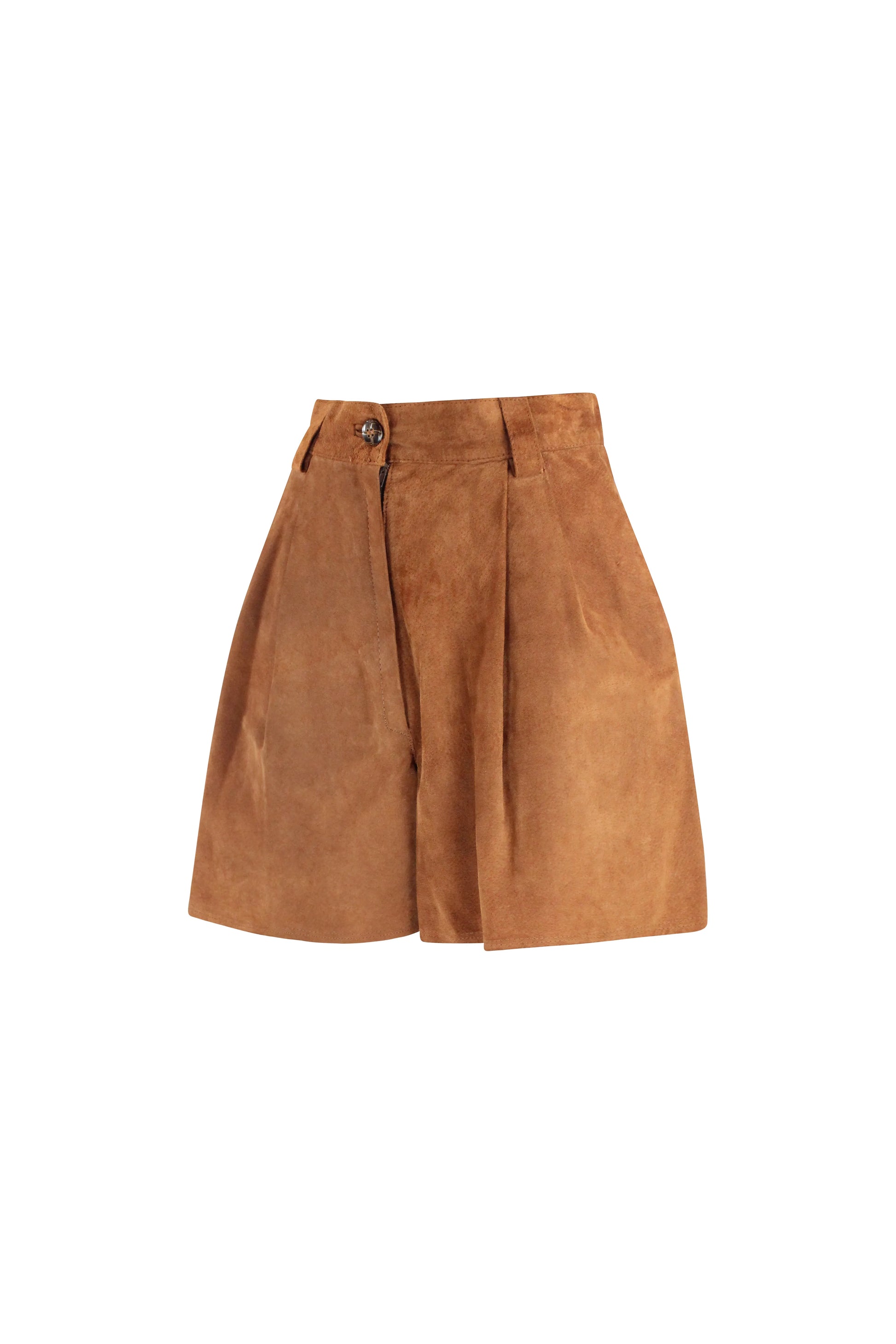 Suede High-Waisted Pleated Shorts