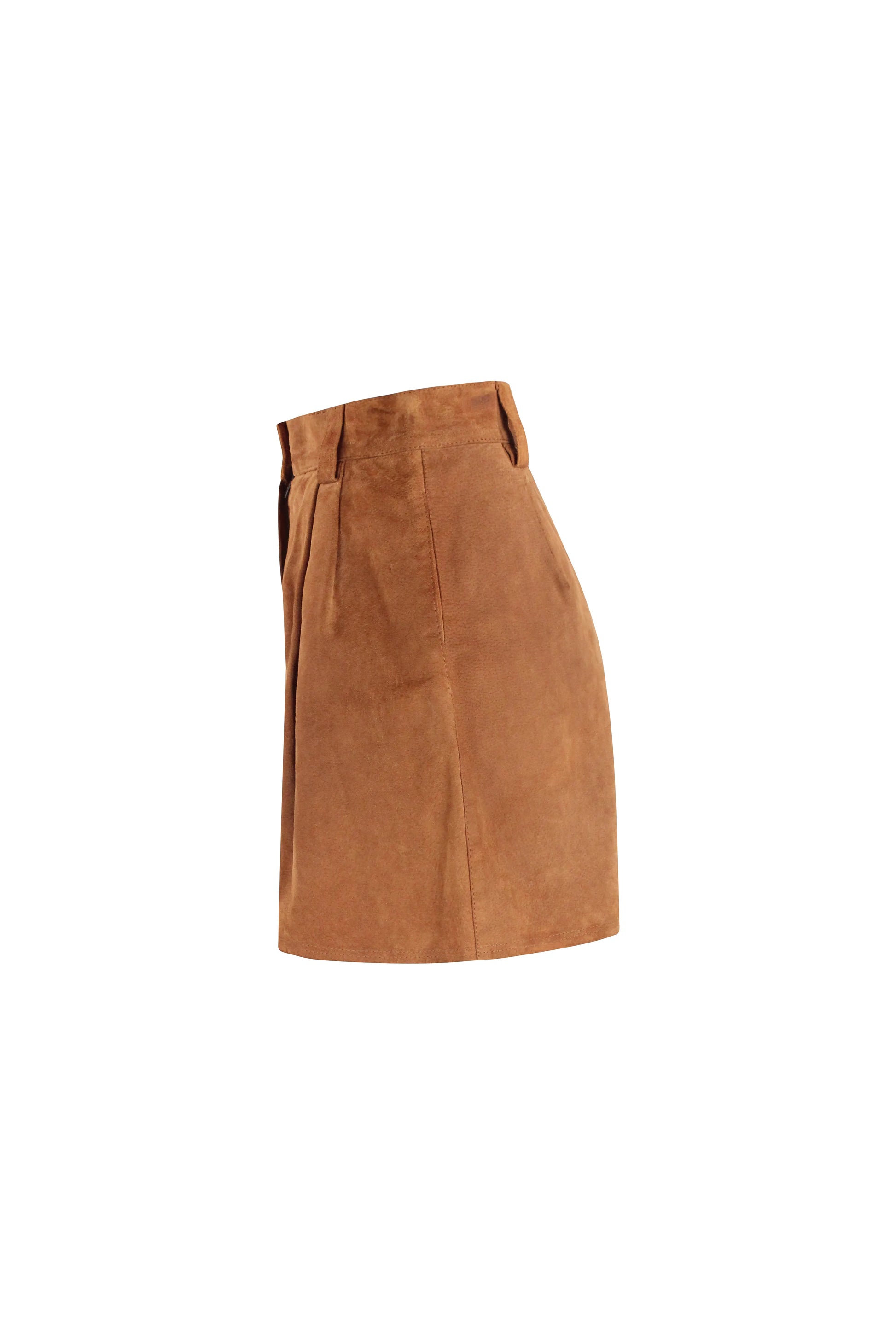 Suede High-Waisted Pleated Shorts