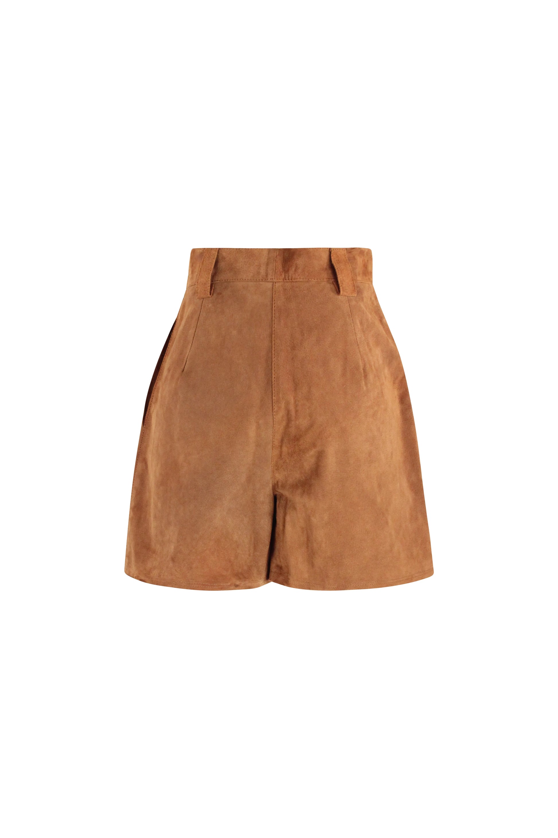 Suede High-Waisted Pleated Shorts