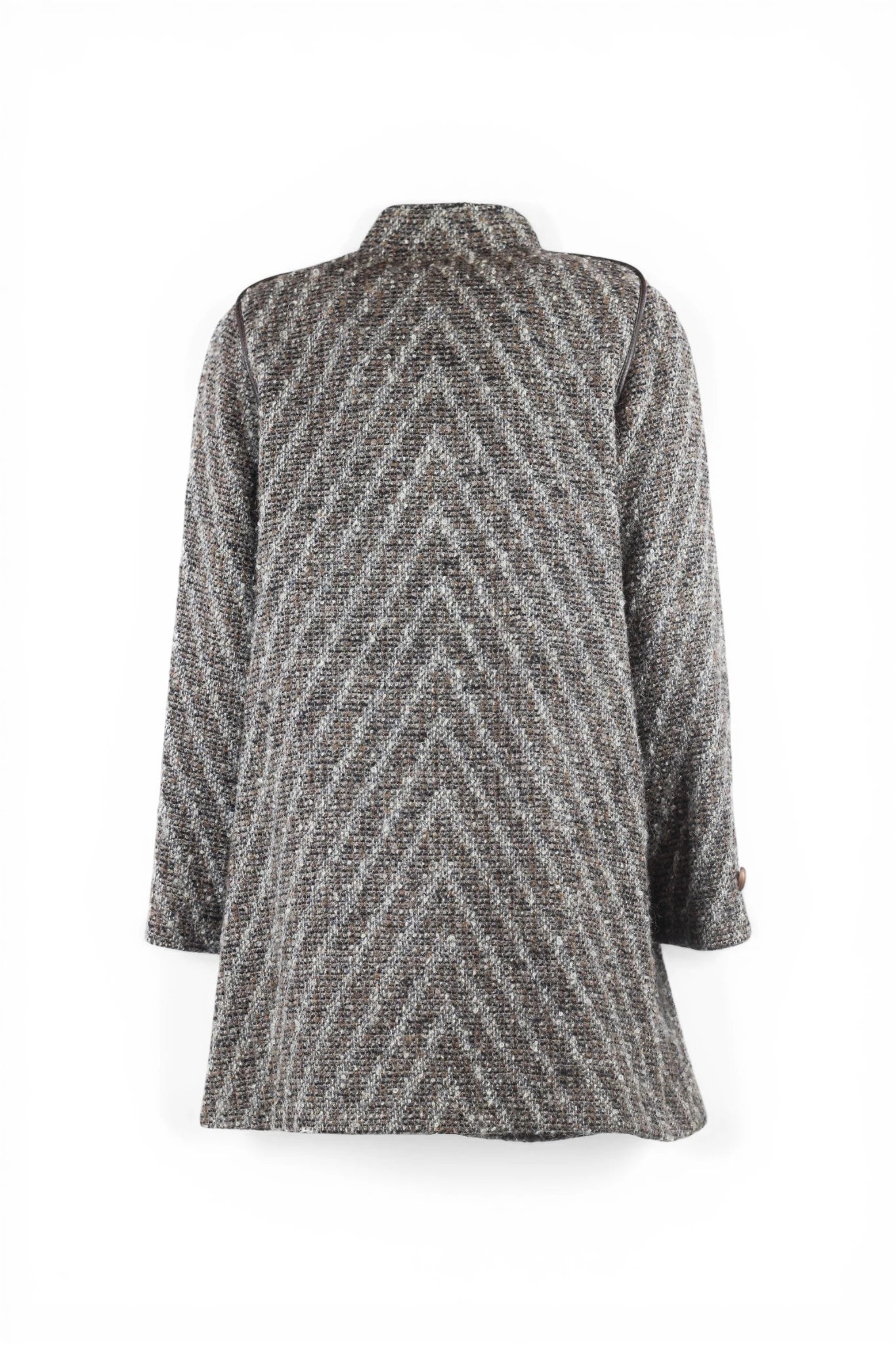 Beige and Brown Tweed Trapeze Coat