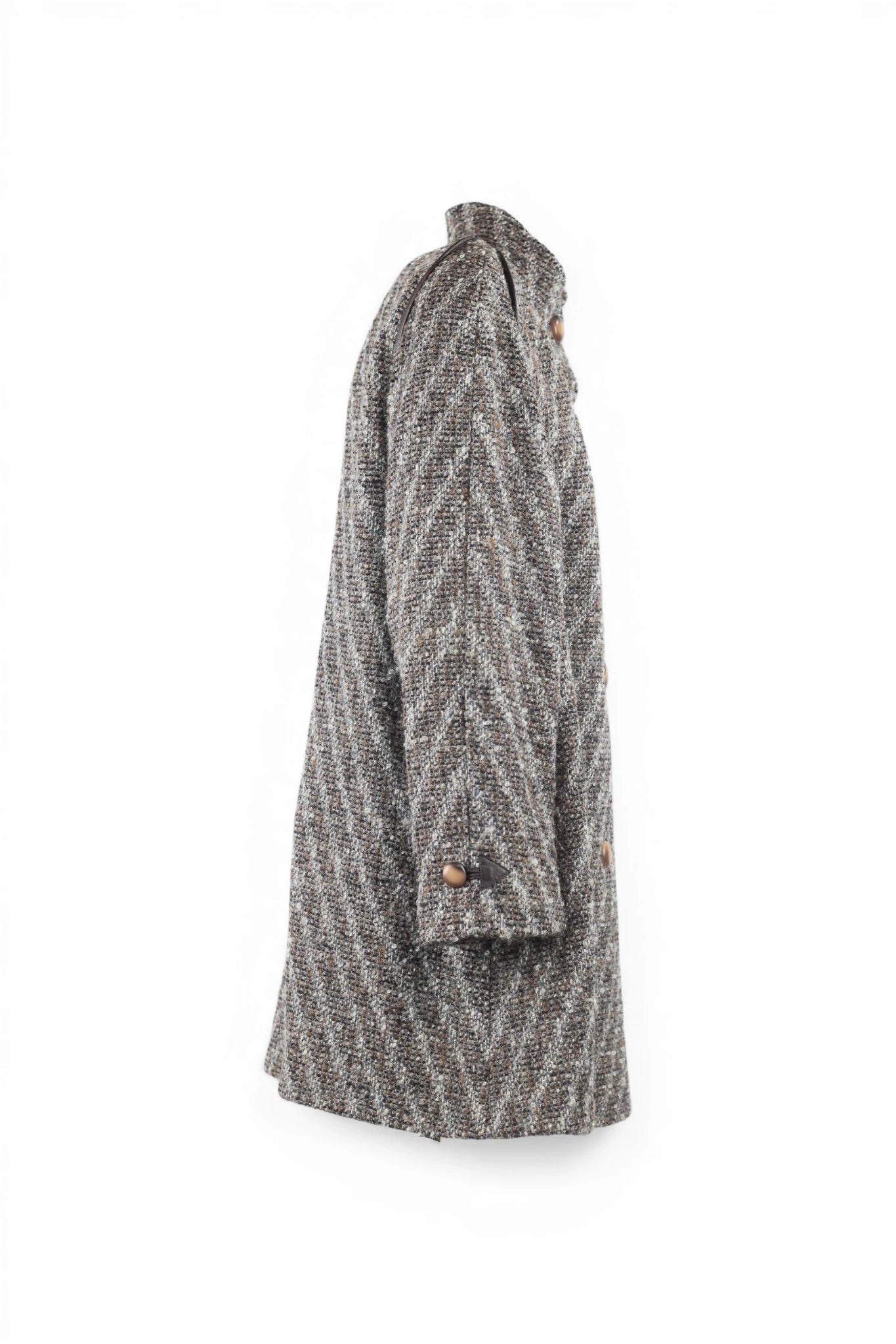 Beige and Brown Tweed Trapeze Coat