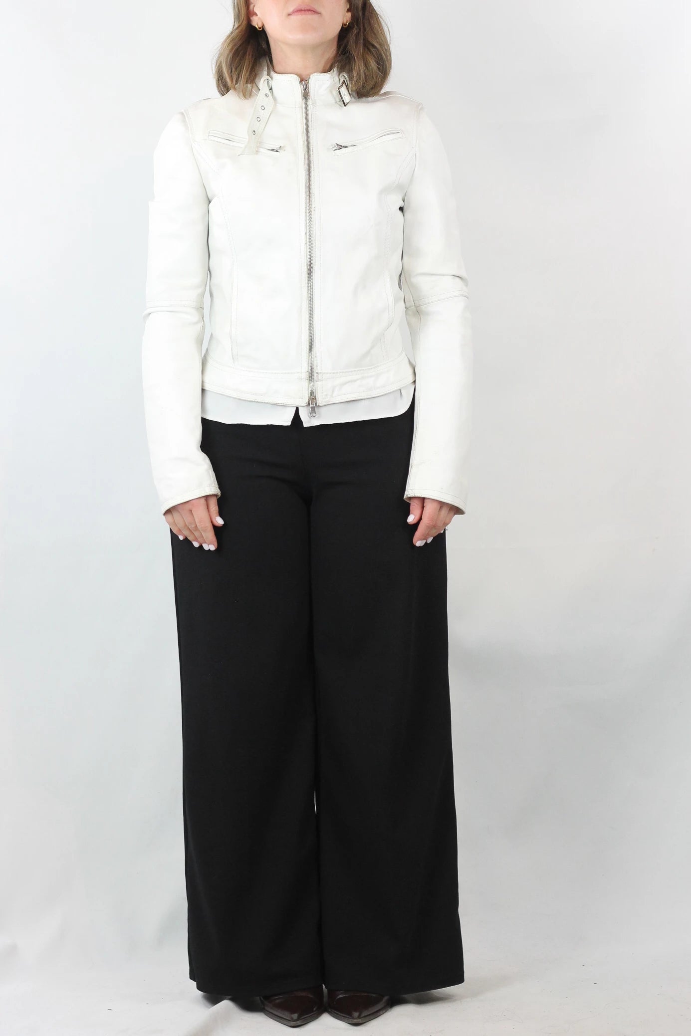 White Leather Biker Jacket