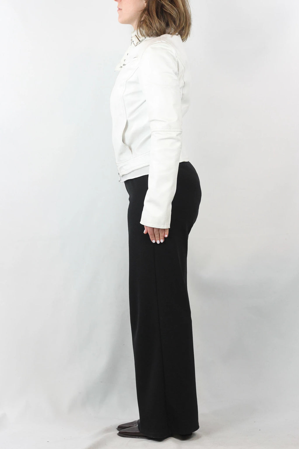 White Leather Biker Jacket