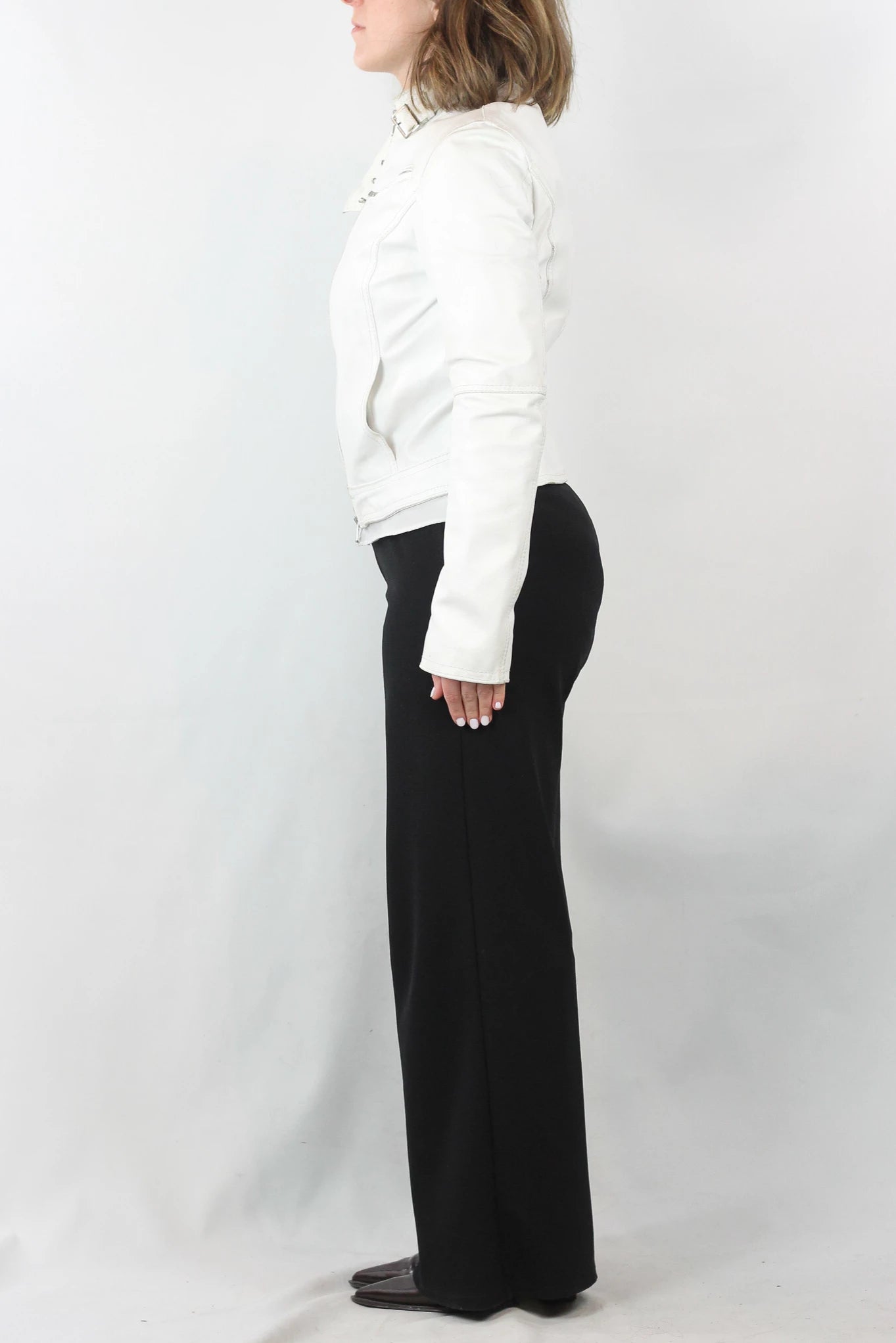 White Leather Biker Jacket