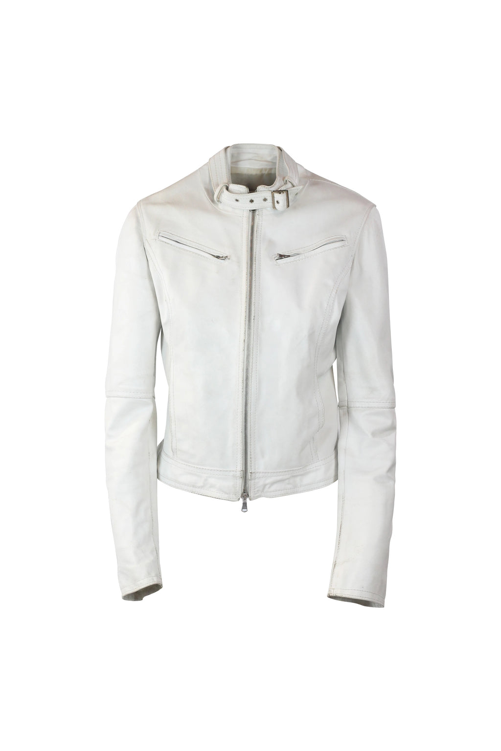White Leather Biker Jacket