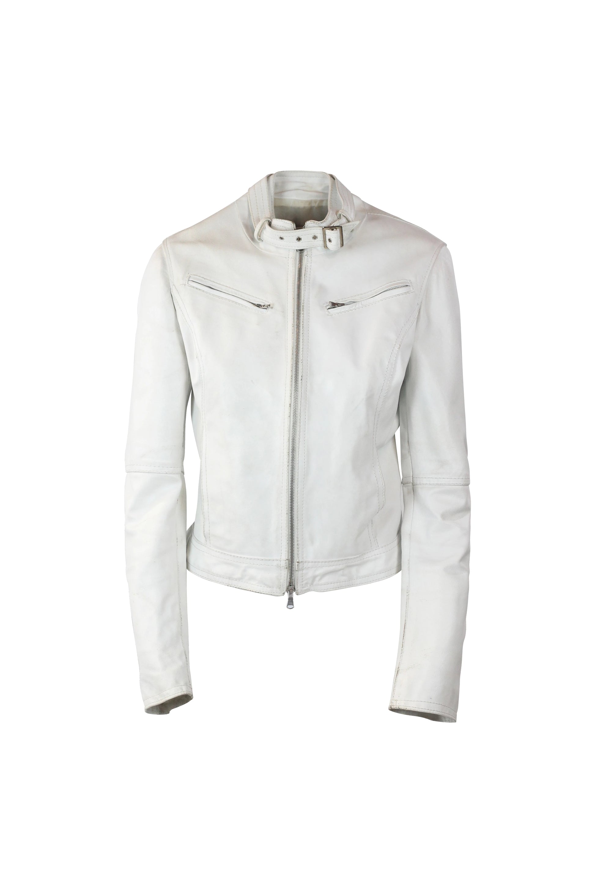 White Leather Biker Jacket