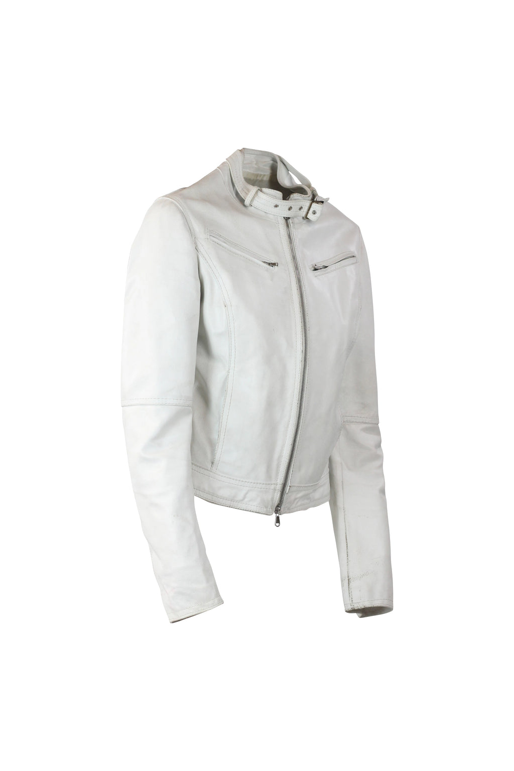 White Leather Biker Jacket