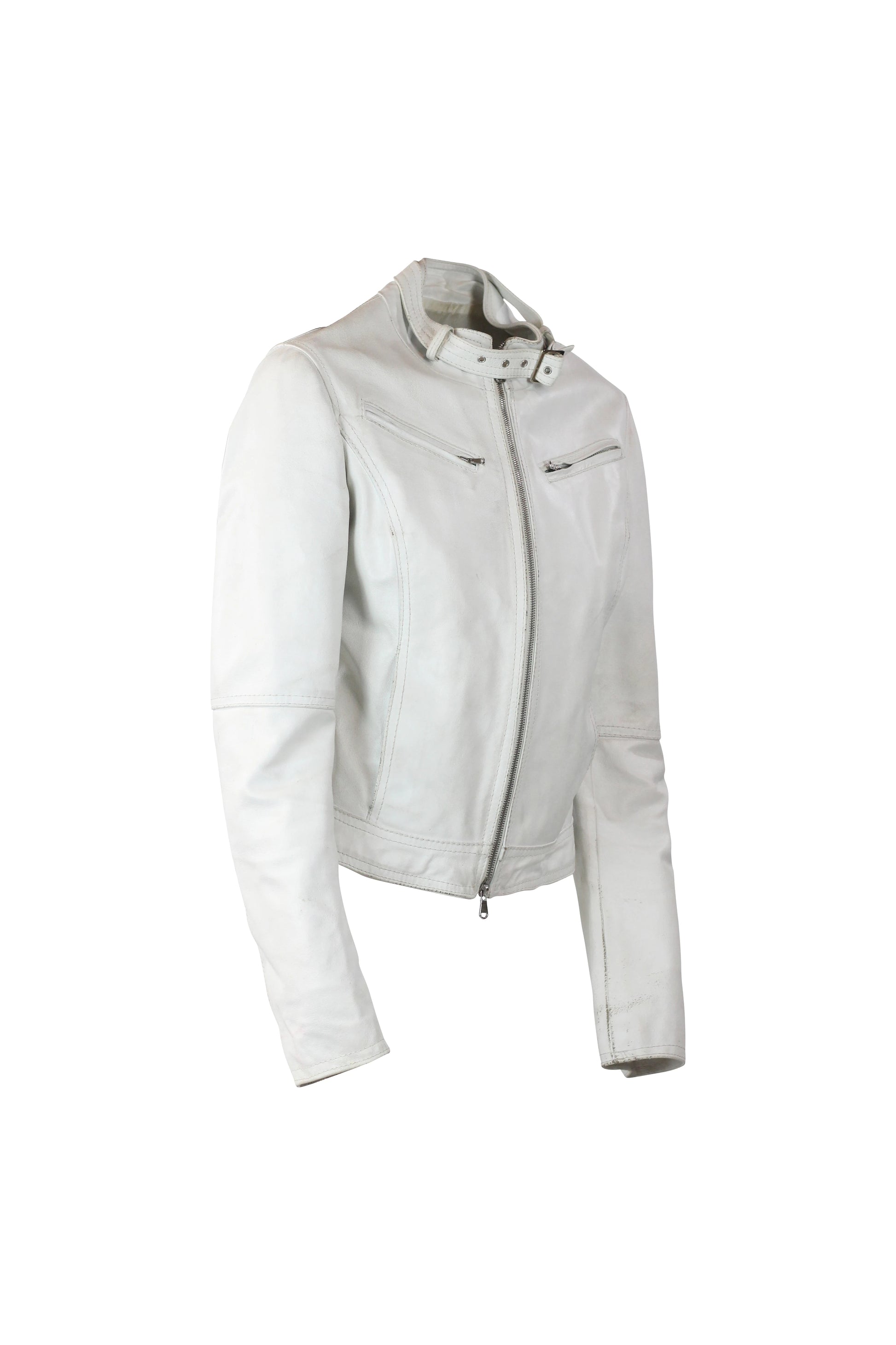 White Leather Biker Jacket