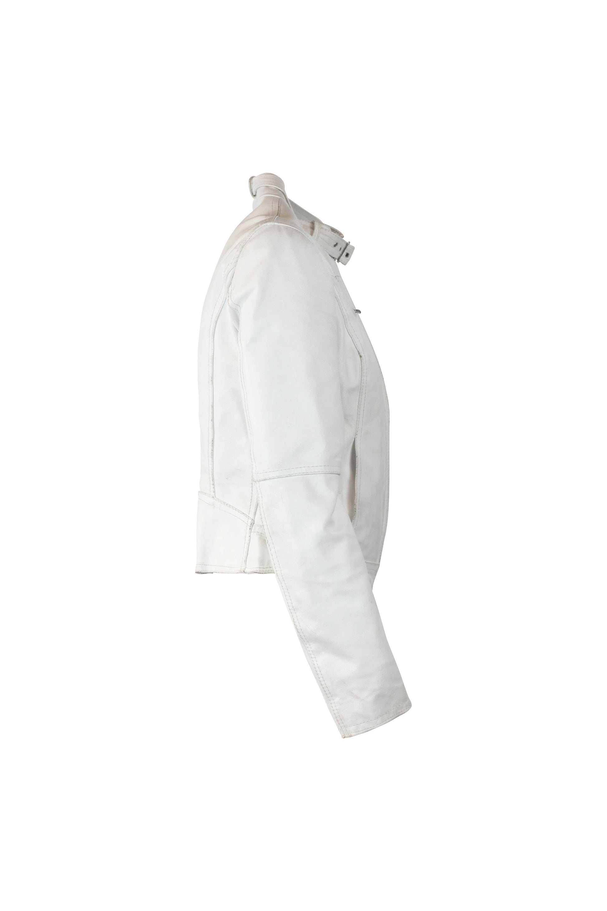 White Leather Biker Jacket