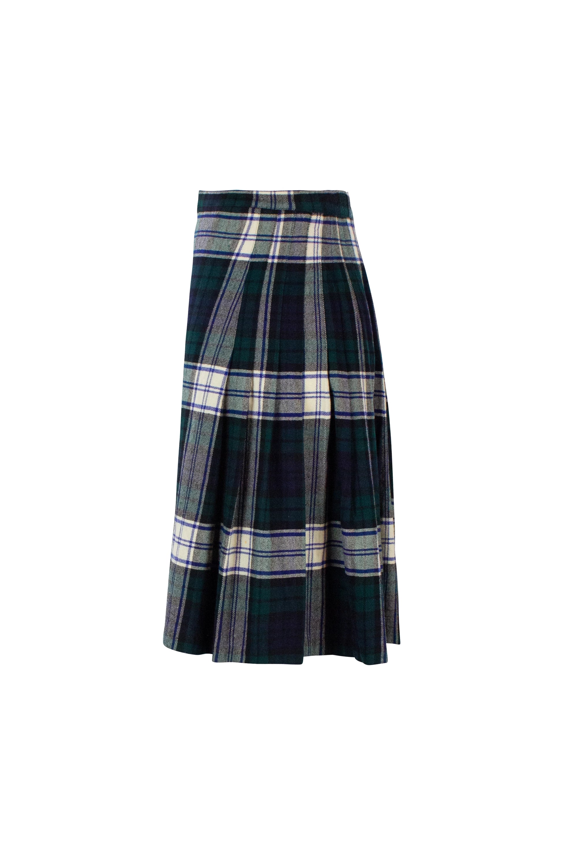 Dark Green and White Tartan Kilt with Side Belt