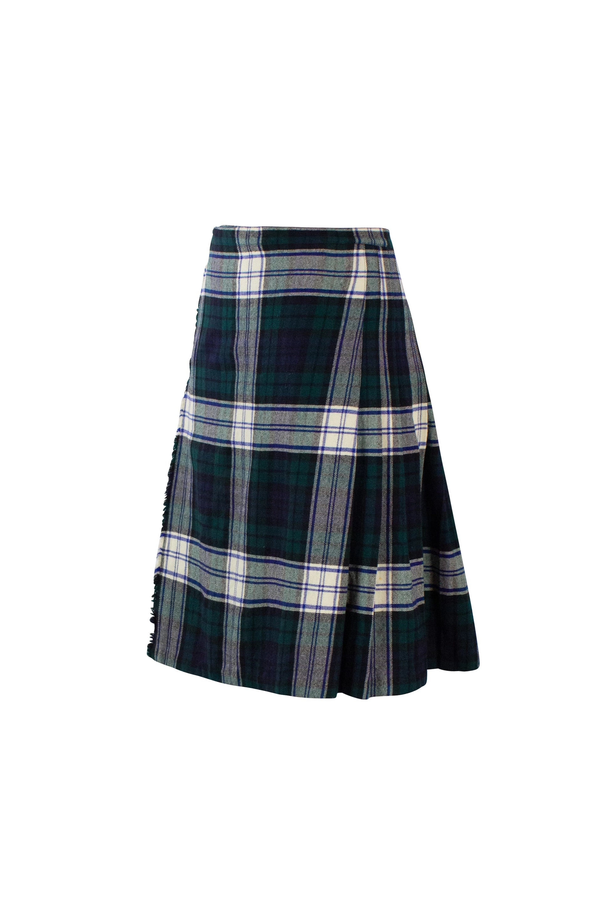 Dark Green and White Tartan Kilt with Side Belt