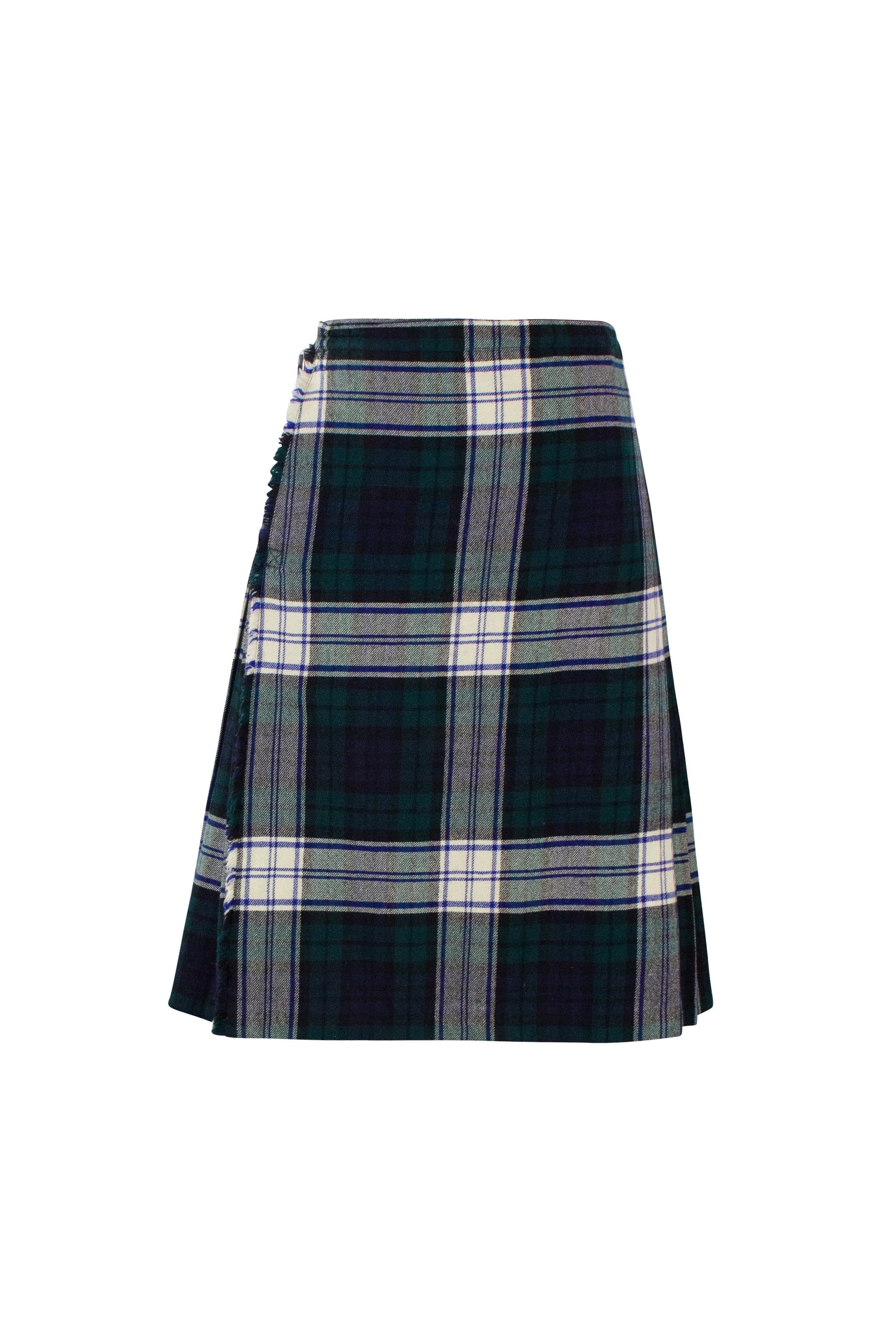Dark Green and White Tartan Kilt with Side Belt