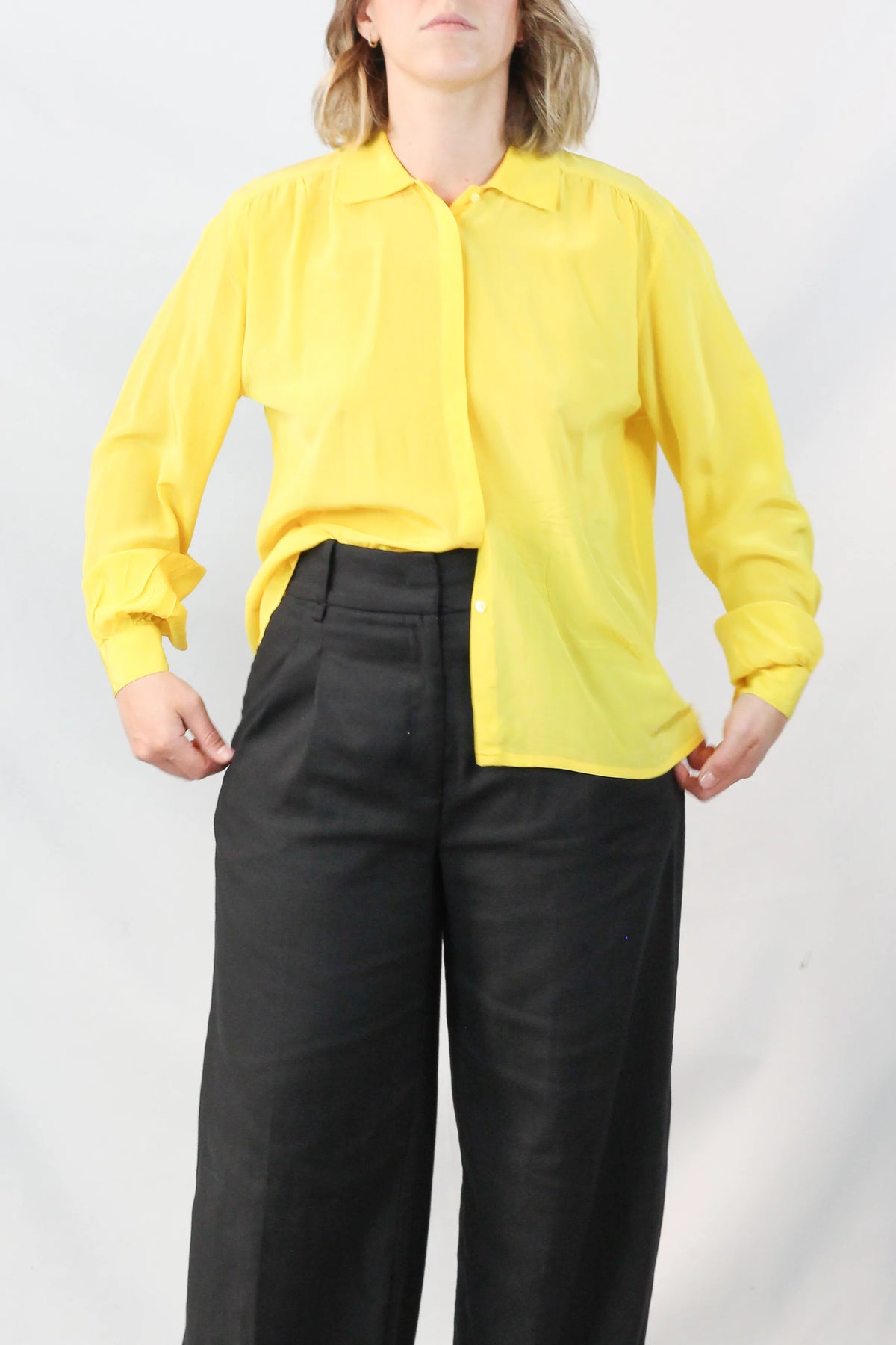 Yellow silk blouse