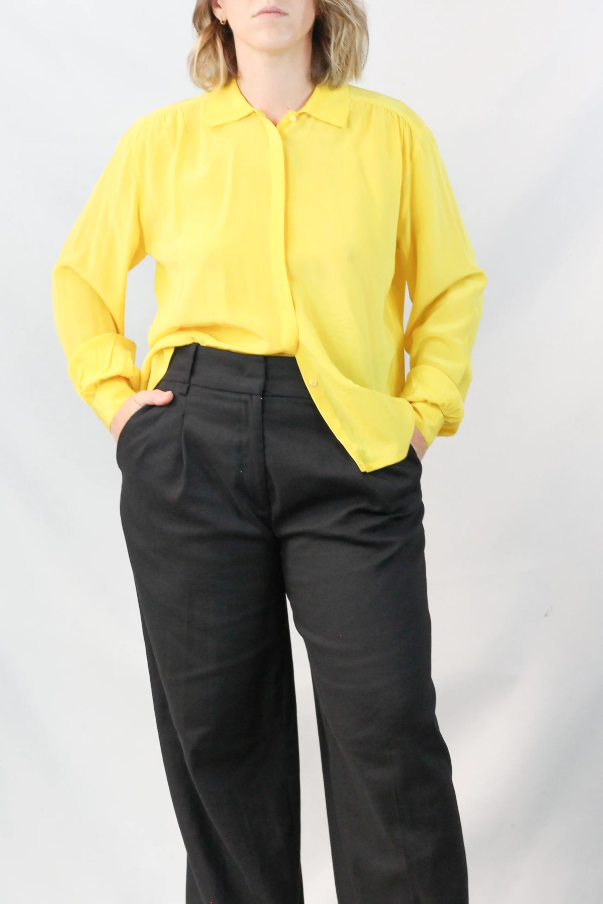 Yellow silk blouse
