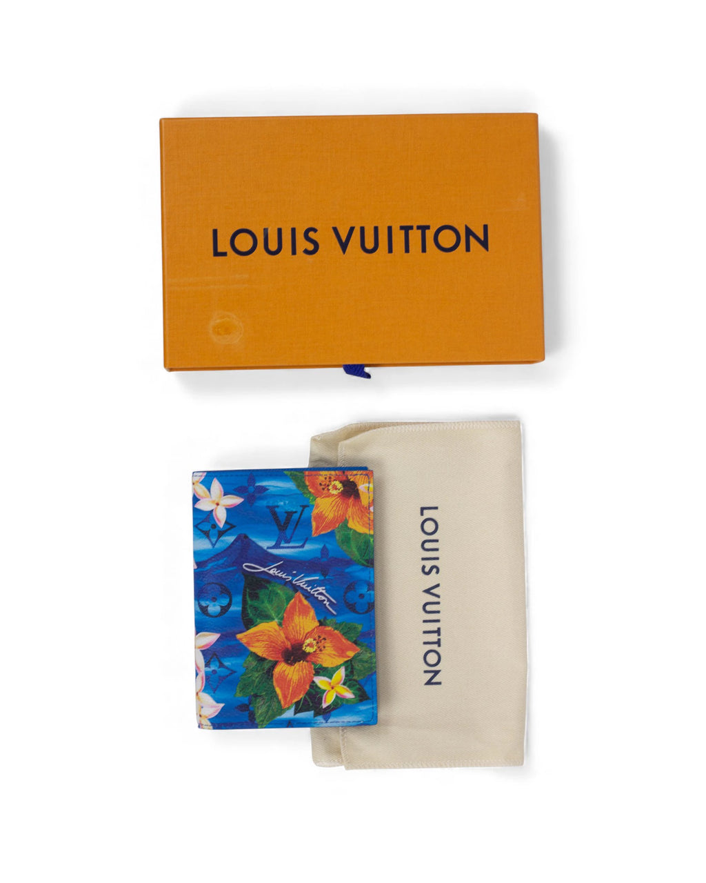 Passport Holder in Blue Hawaiian-Inspired Monogram Pattern