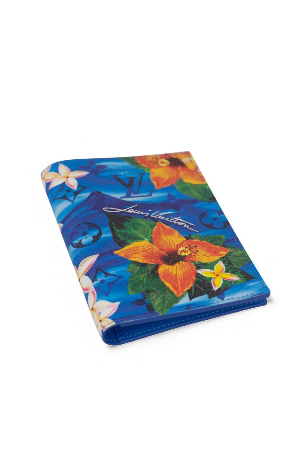 Passport Holder in Blue Hawaiian-Inspired Monogram Pattern