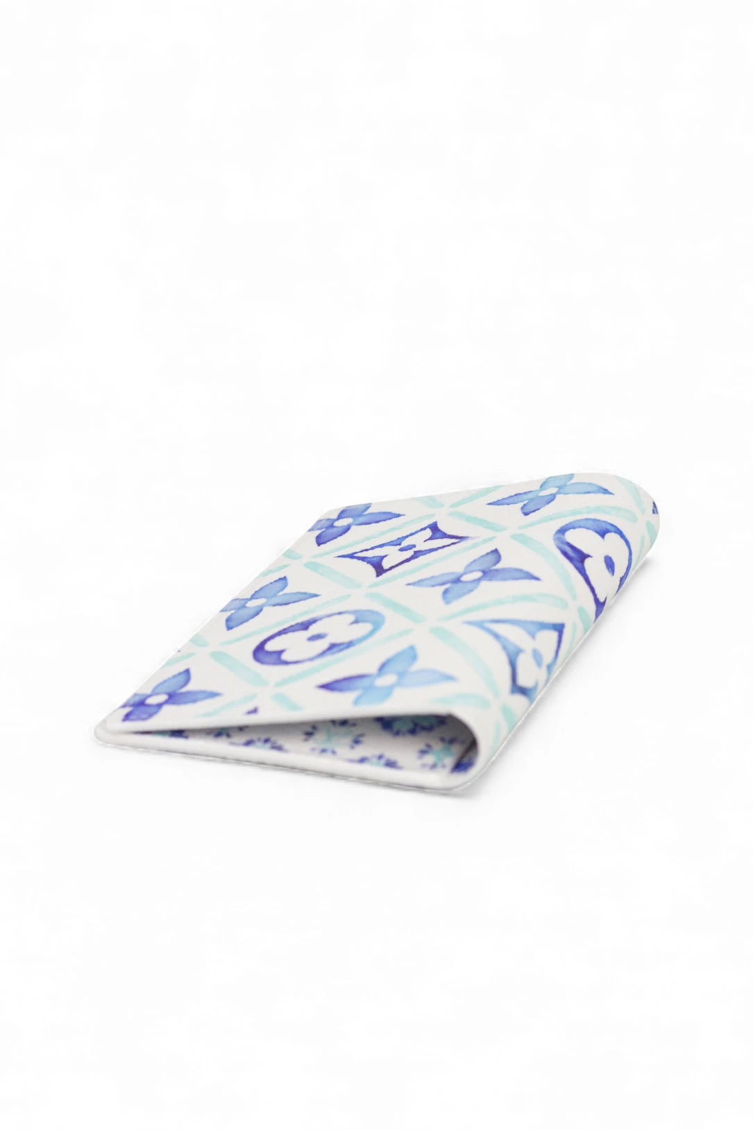 Passport Holder with White Background and Blue Watercolour Monogram