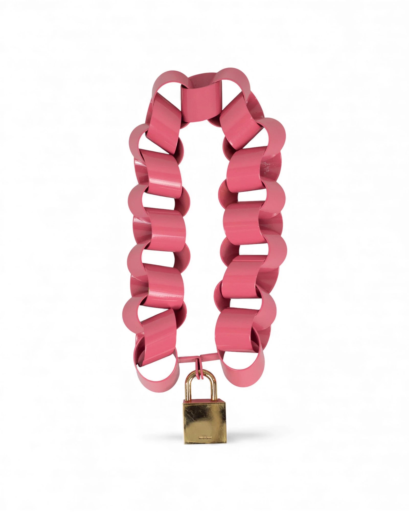 Pink Metal Chain Necklace with Front Locket FW2009