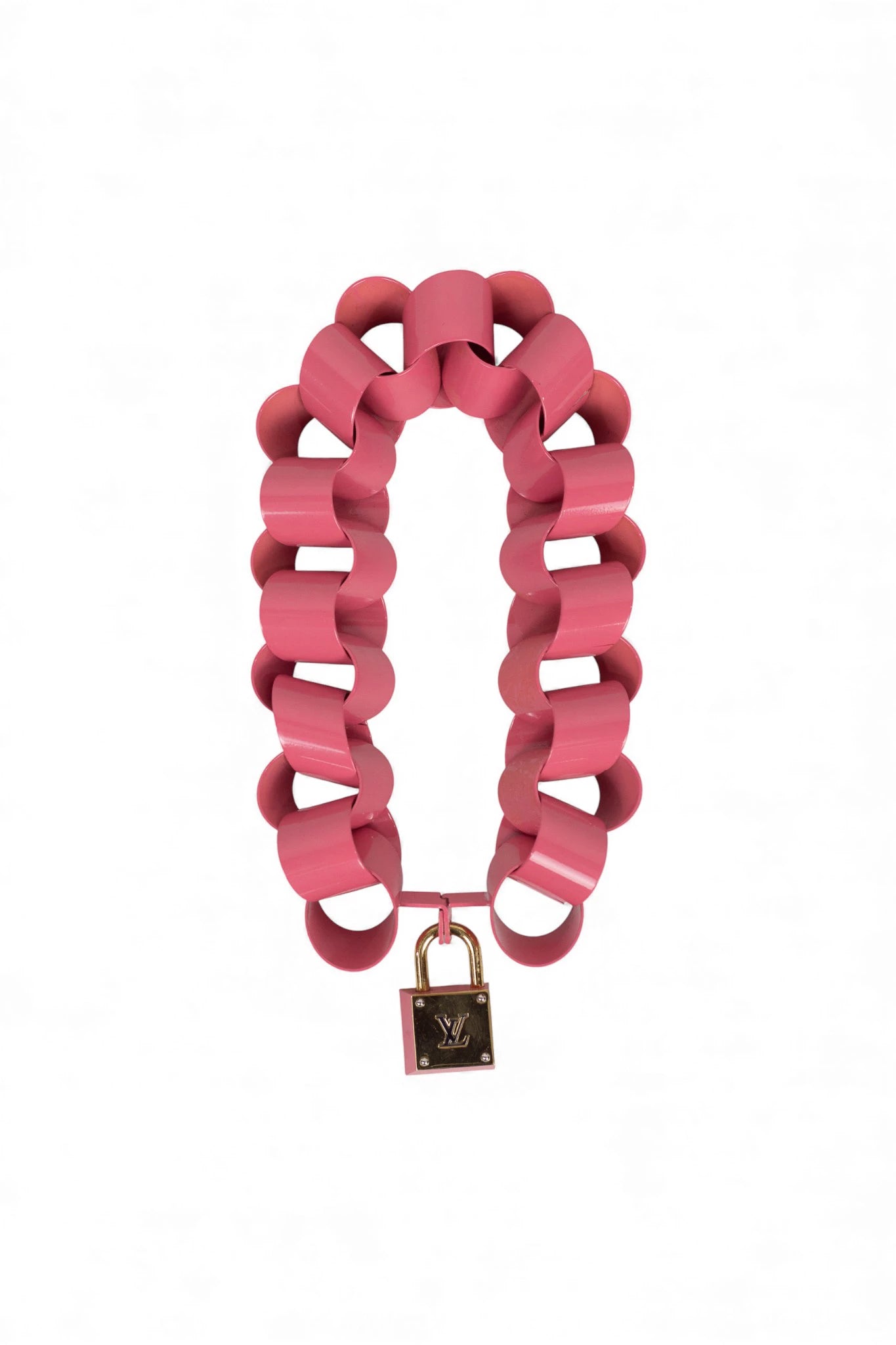 Pink Metal Chain Necklace with Front Locket FW2009