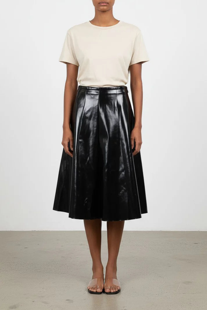 Vinyl Midi Skirt in Black FW2010