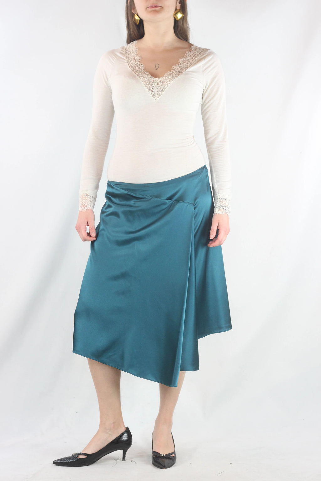 Teal Skirt with Asymmetric Front