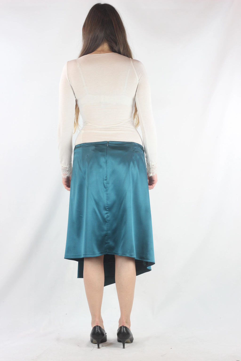 Teal Skirt with Asymmetric Front