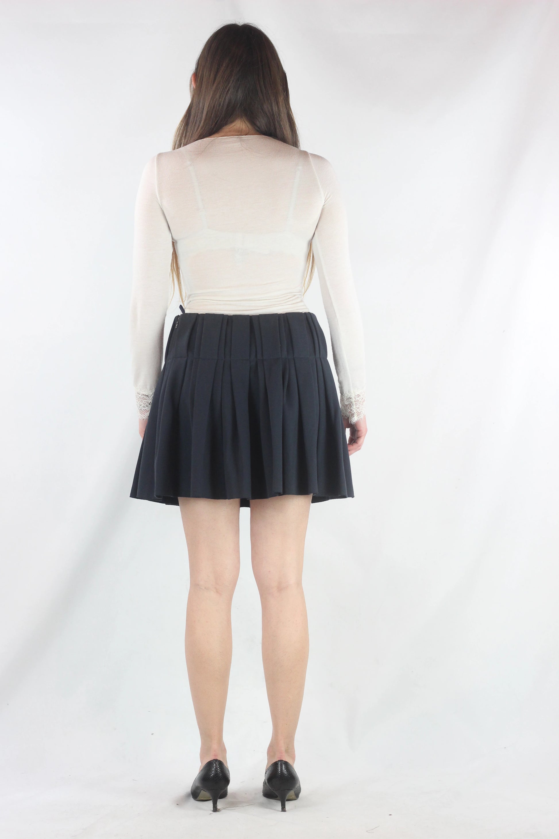 Navy Blue Cotton Stretch Miniskirt