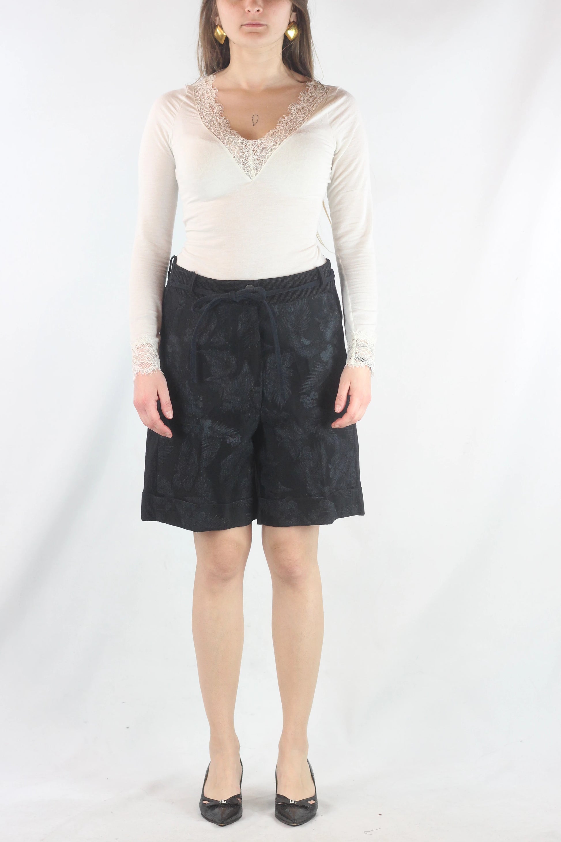 Bermuda Shorts with Brocade Front Panel SS2014