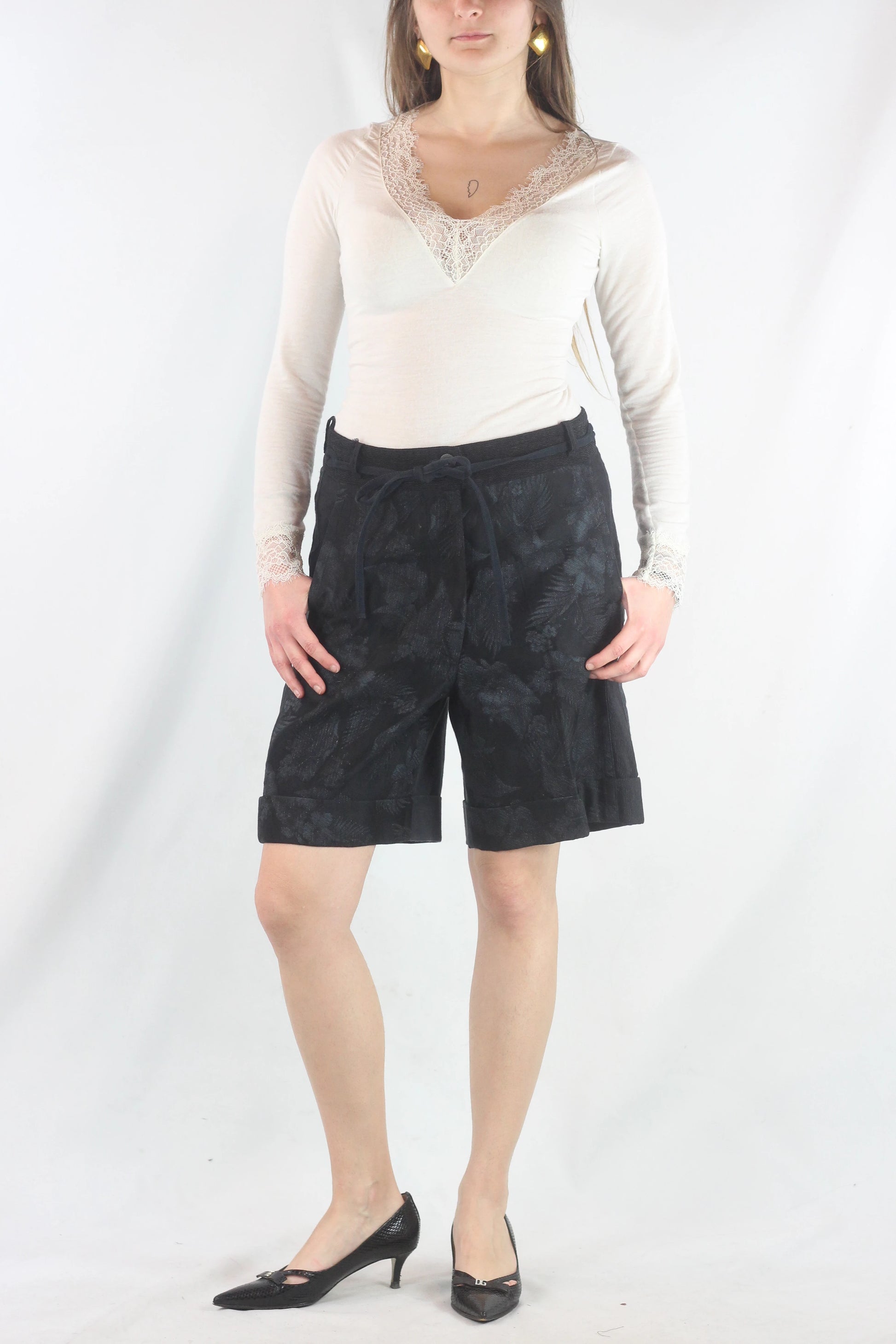 Bermuda Shorts with Brocade Front Panel SS2014
