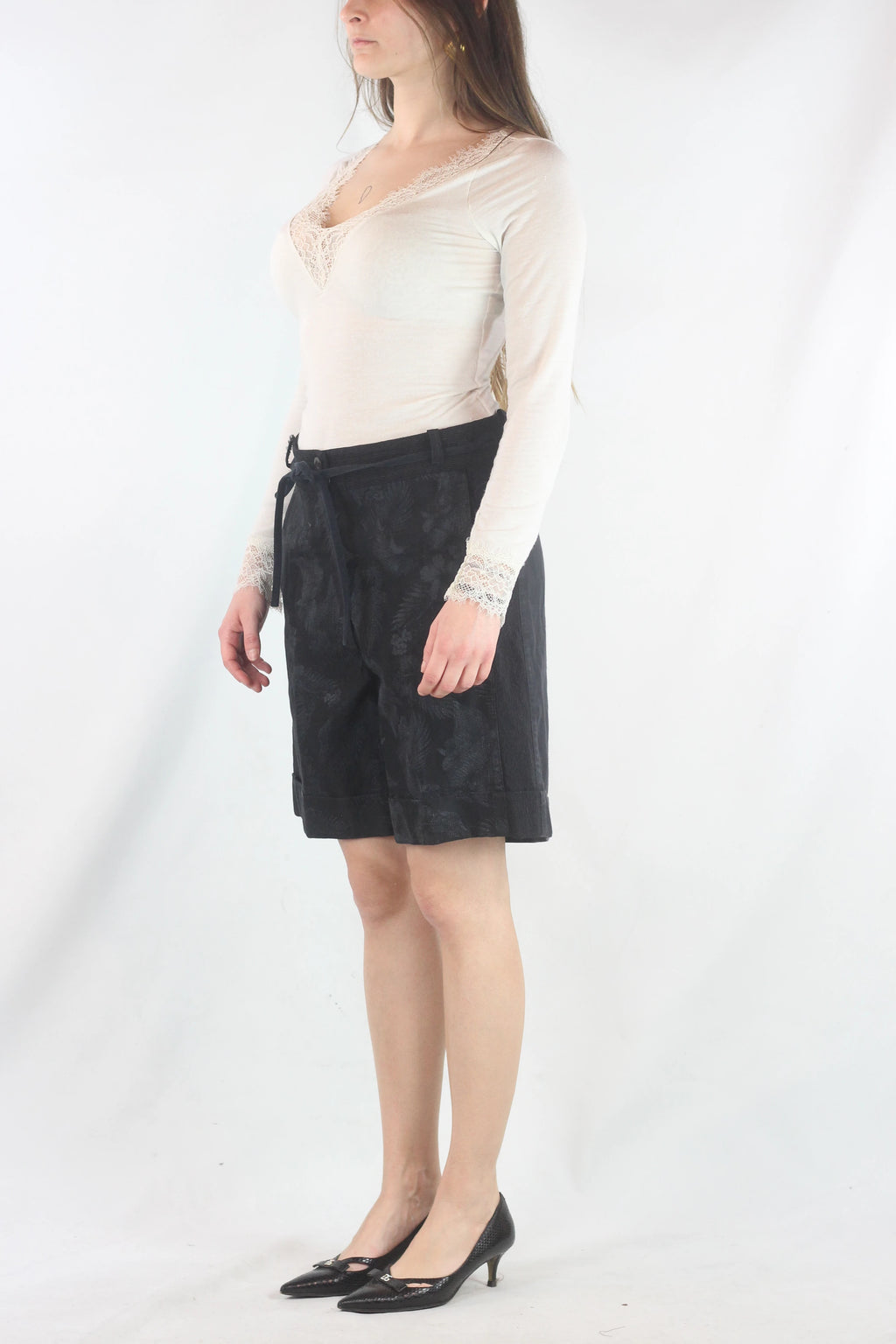Bermuda Shorts with Brocade Front Panel SS2014