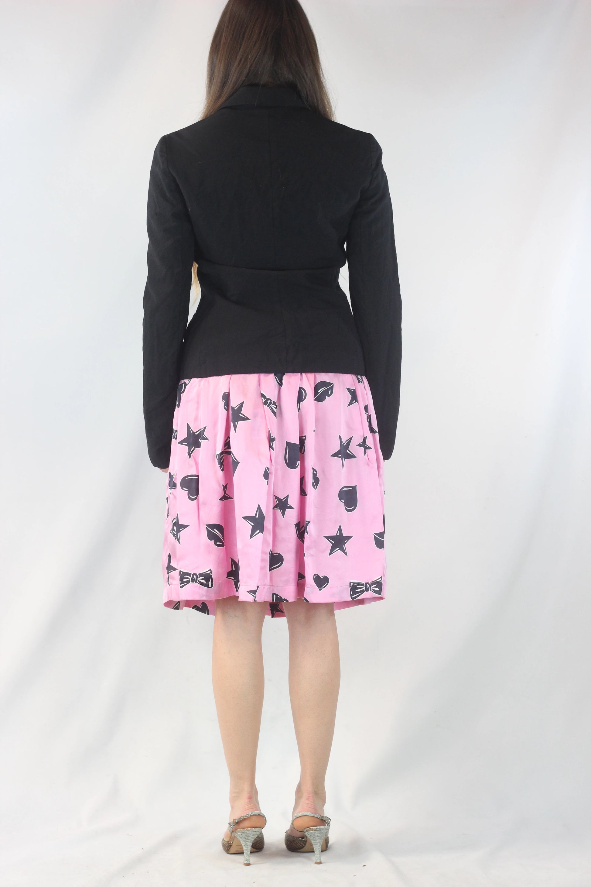 Silk Skater Skirt with Cartoon Print