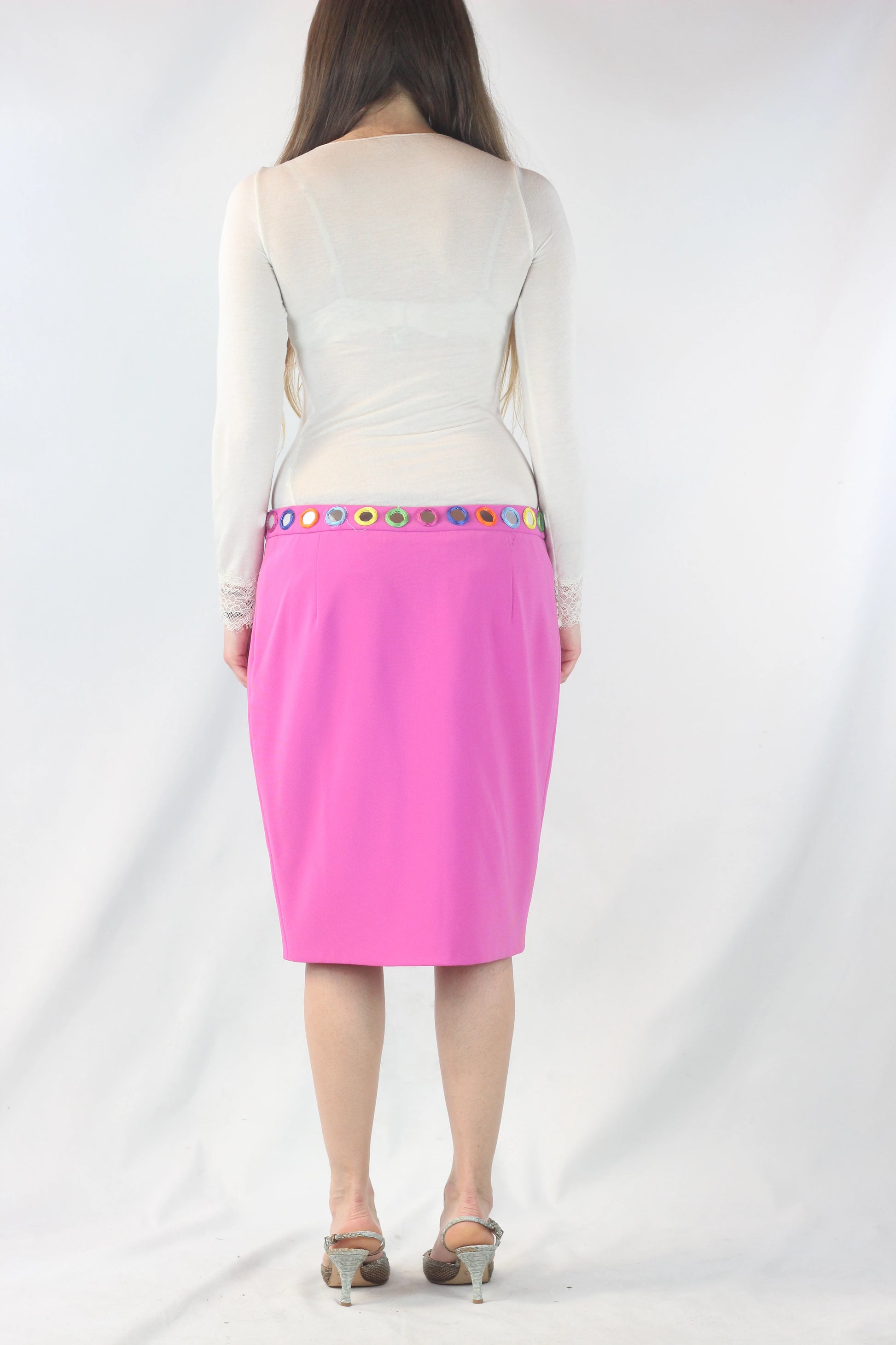 Pink Tulip Skirt with Mirror Embellishments