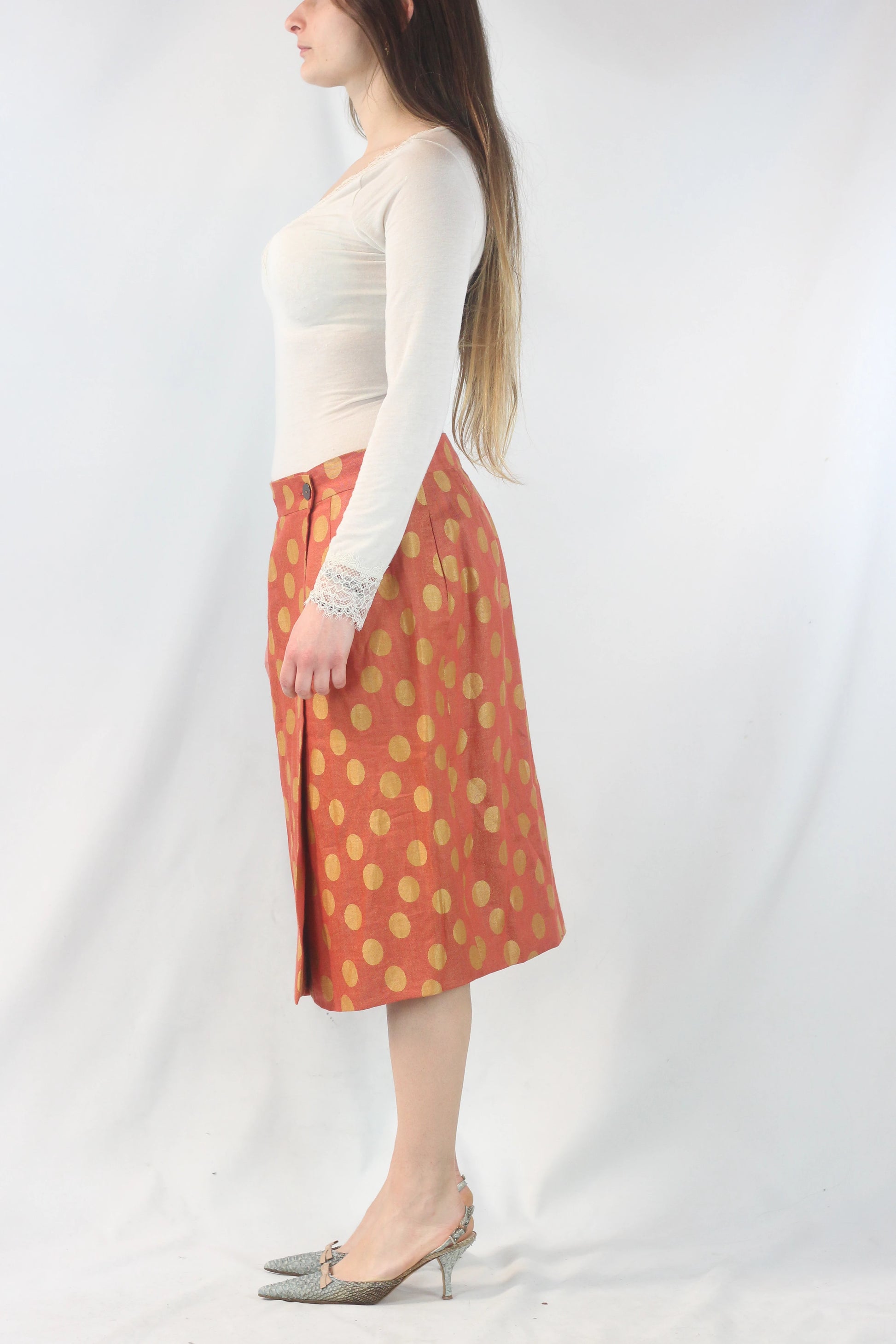 Orange Linen Wrap Skirt