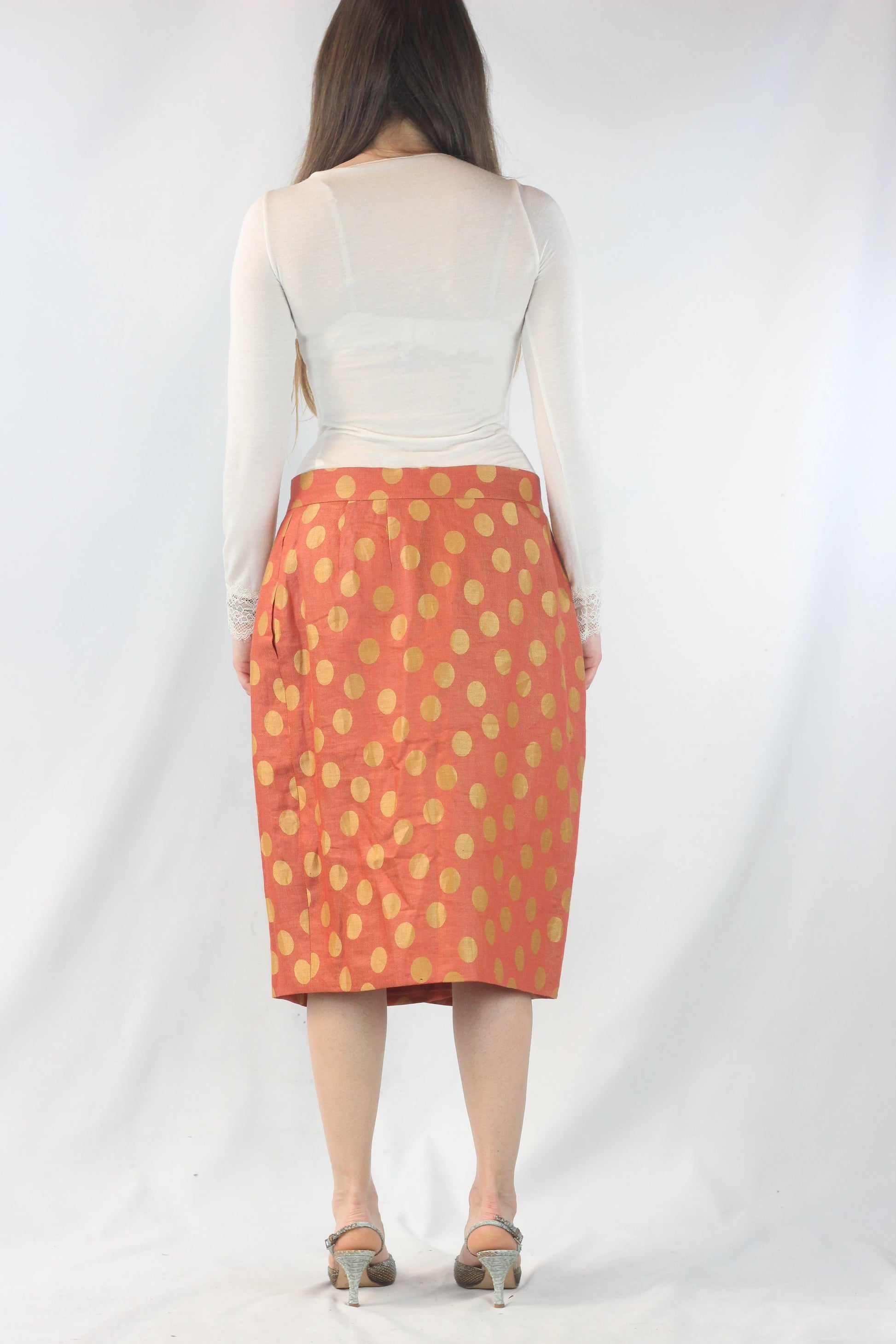 Orange Linen Wrap Skirt