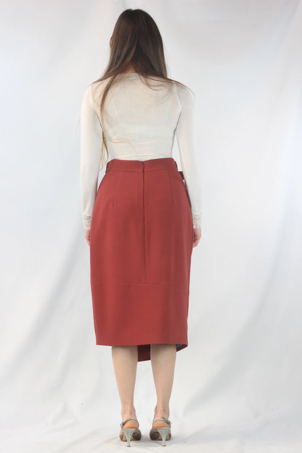 Midi Skirt with Wrap and Belt Detail