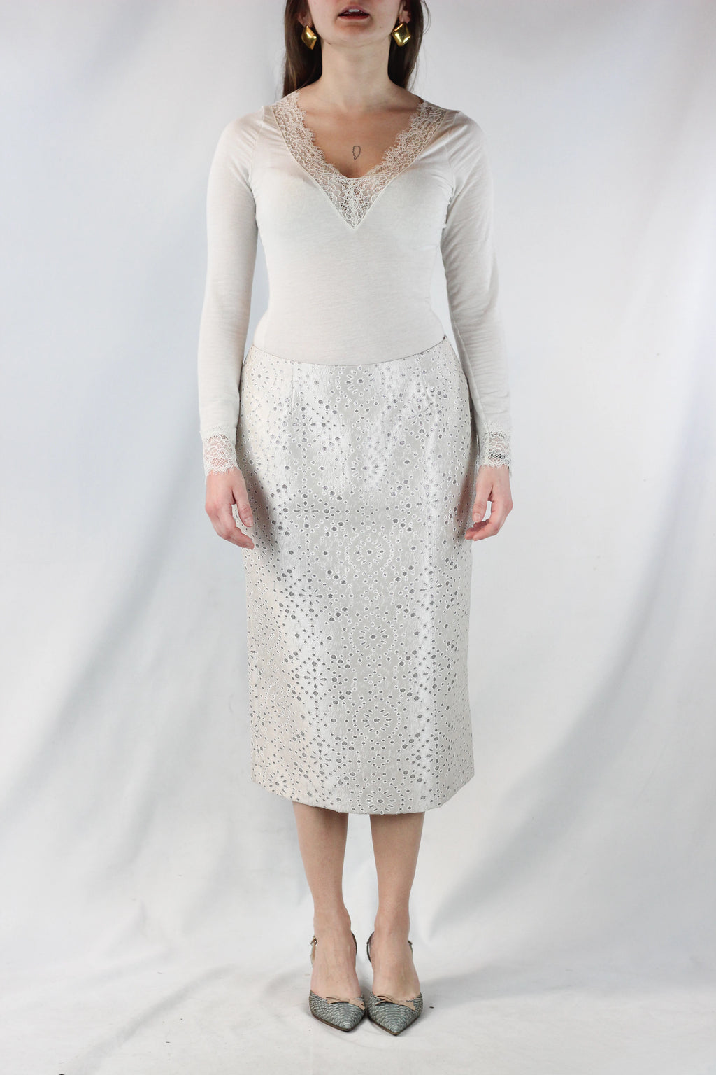 Skirt with Silver Circle Pattern