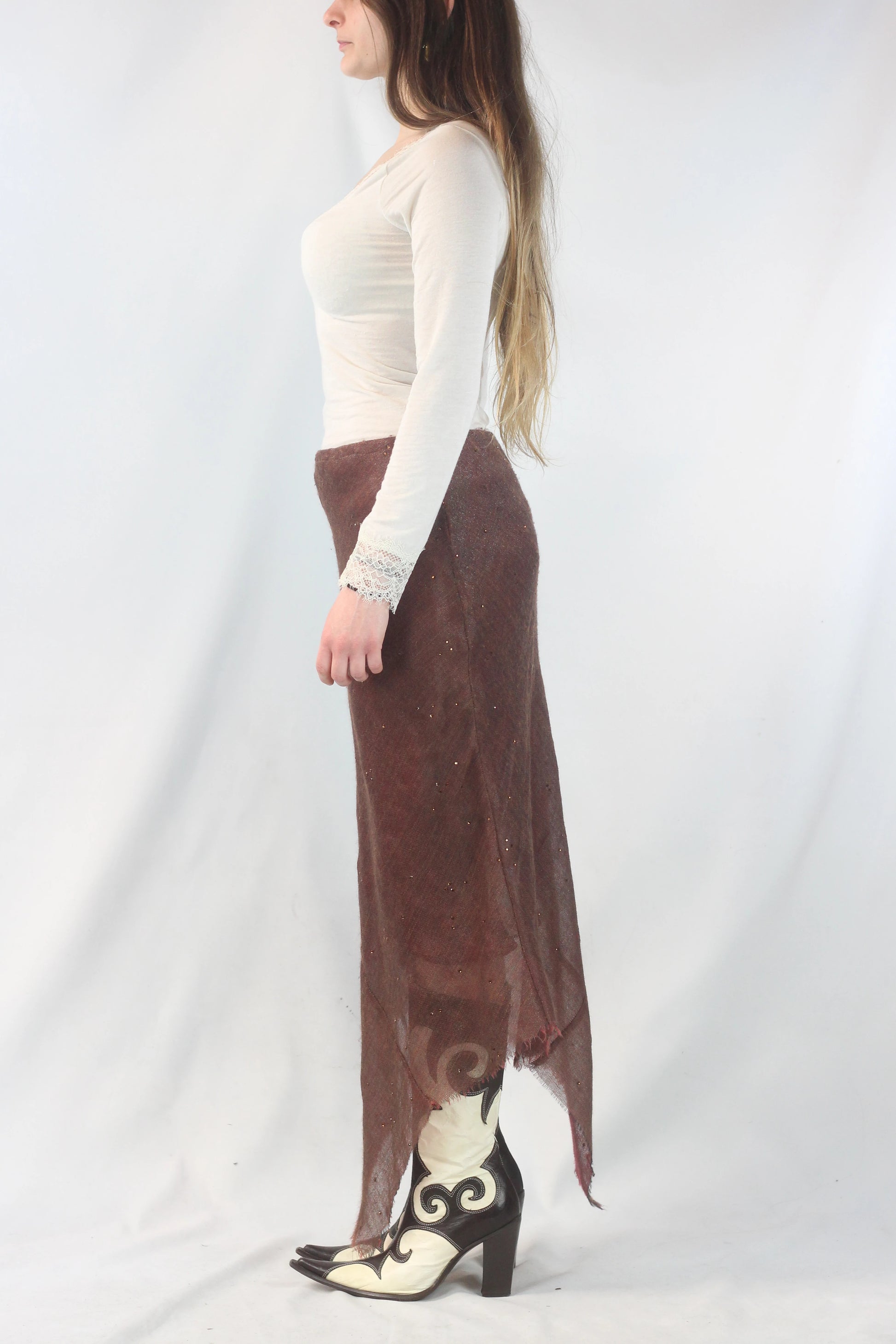 Asymmetric Wool Gauze Skirt