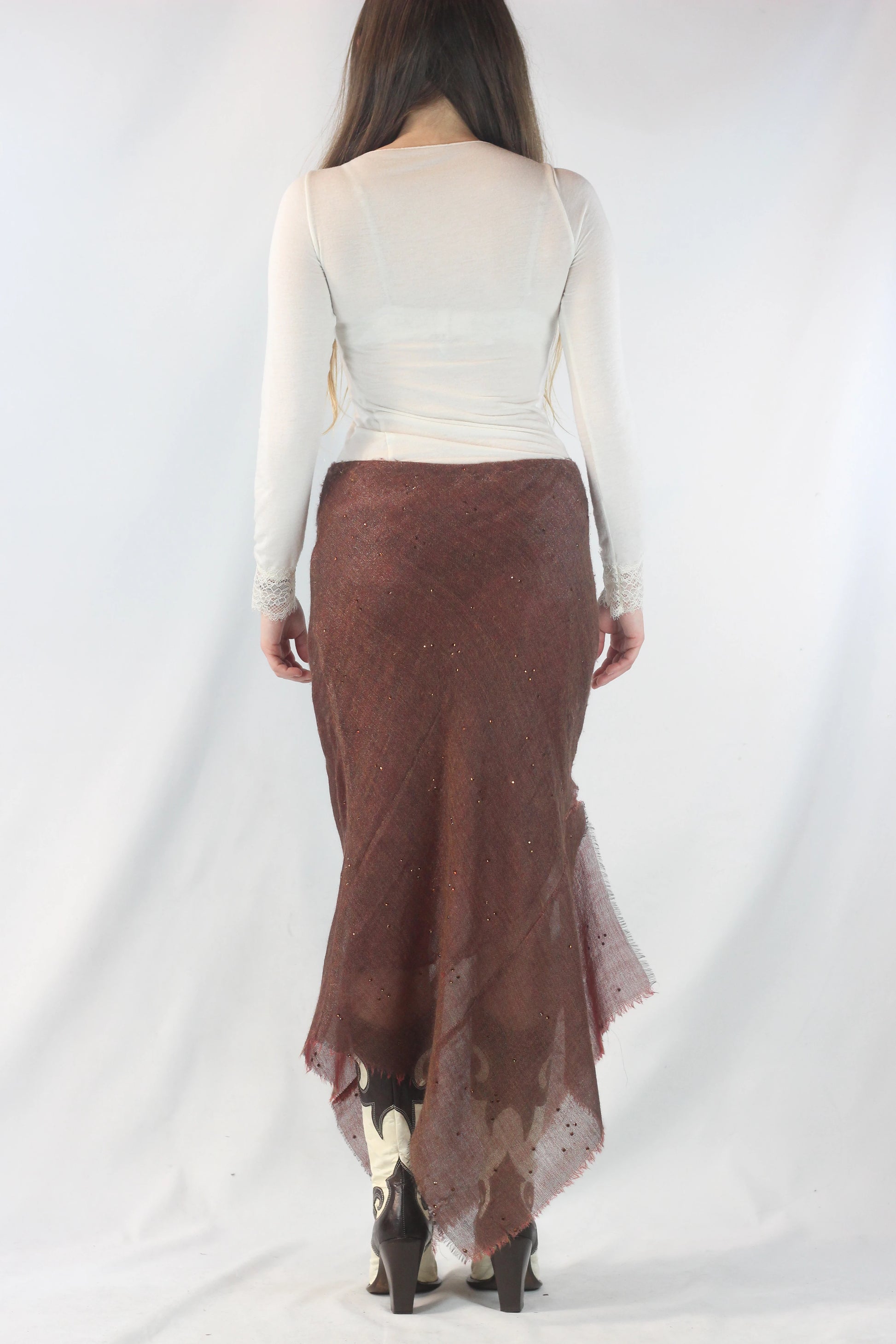 Asymmetric Wool Gauze Skirt