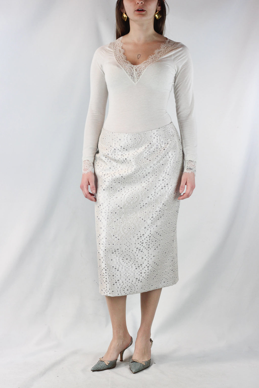 Skirt with Silver Circle Pattern
