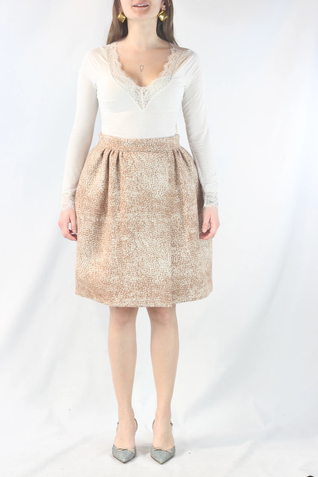 Wool Skirt with Ruched Waist