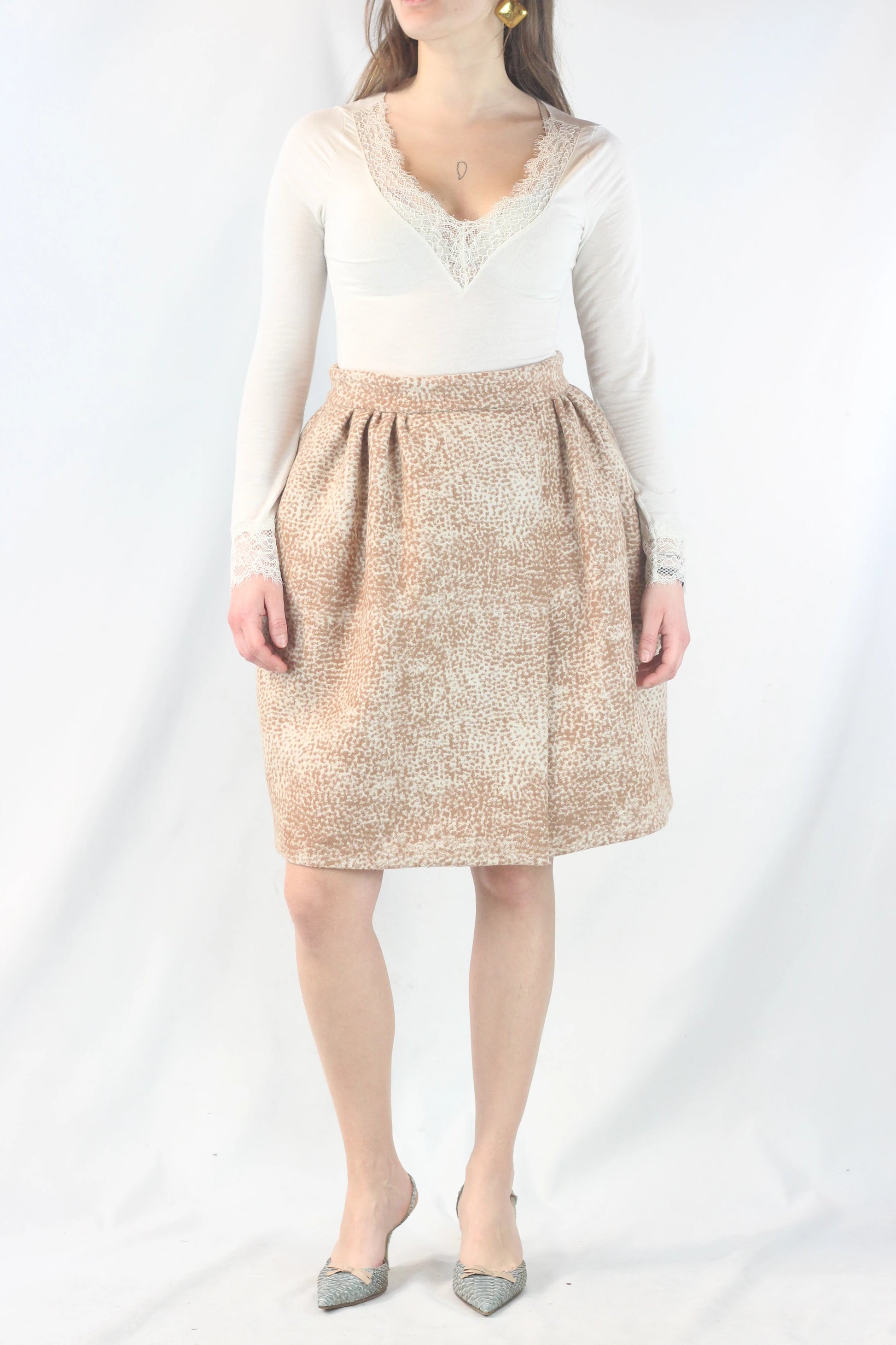 Wool Skirt with Ruched Waist