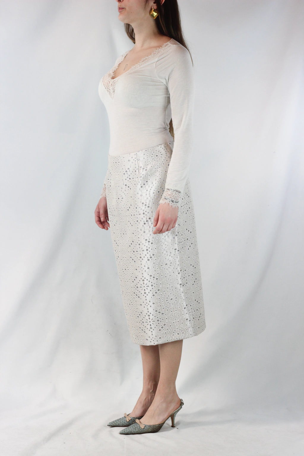 Skirt with Silver Circle Pattern