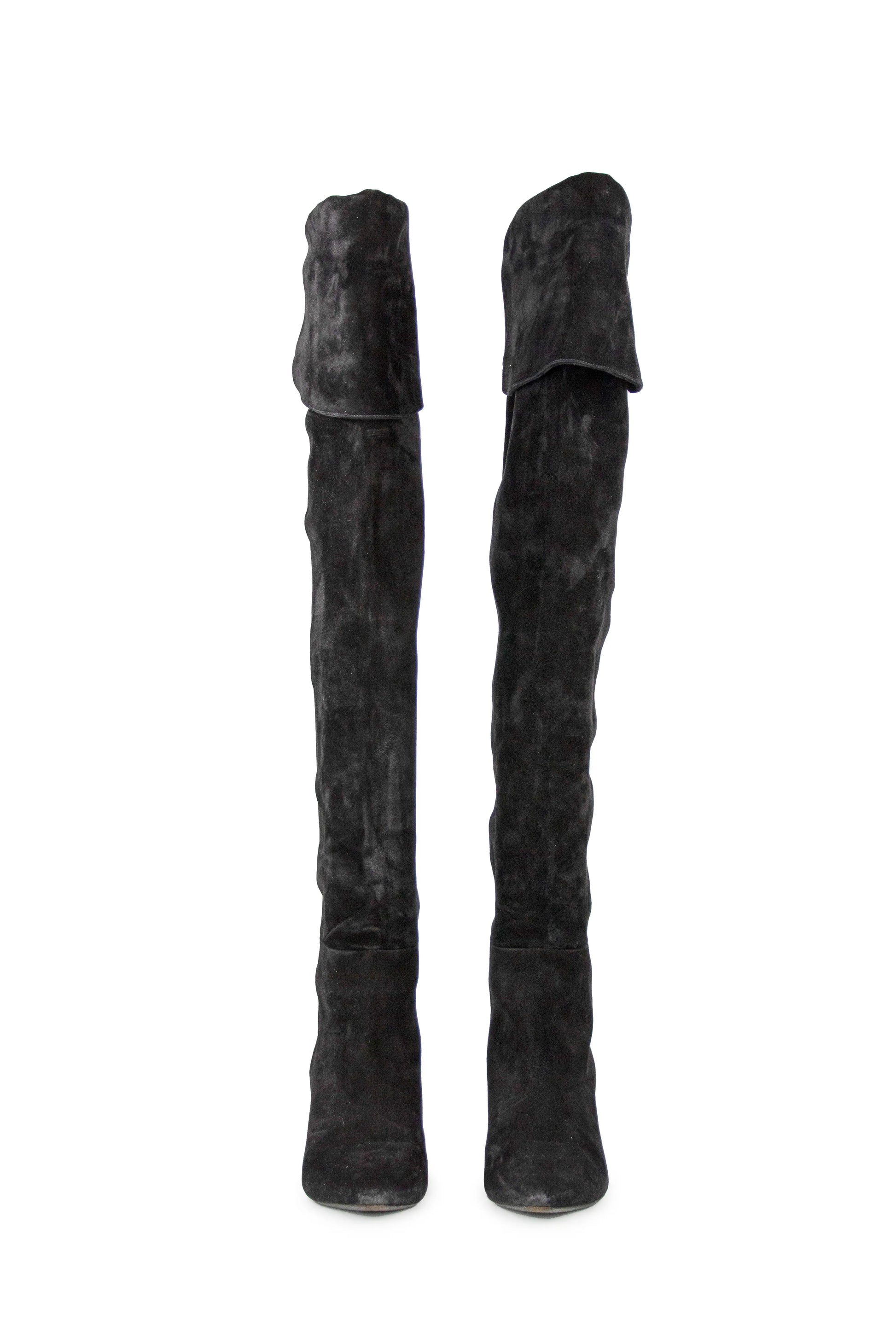 Suede thigh high boots