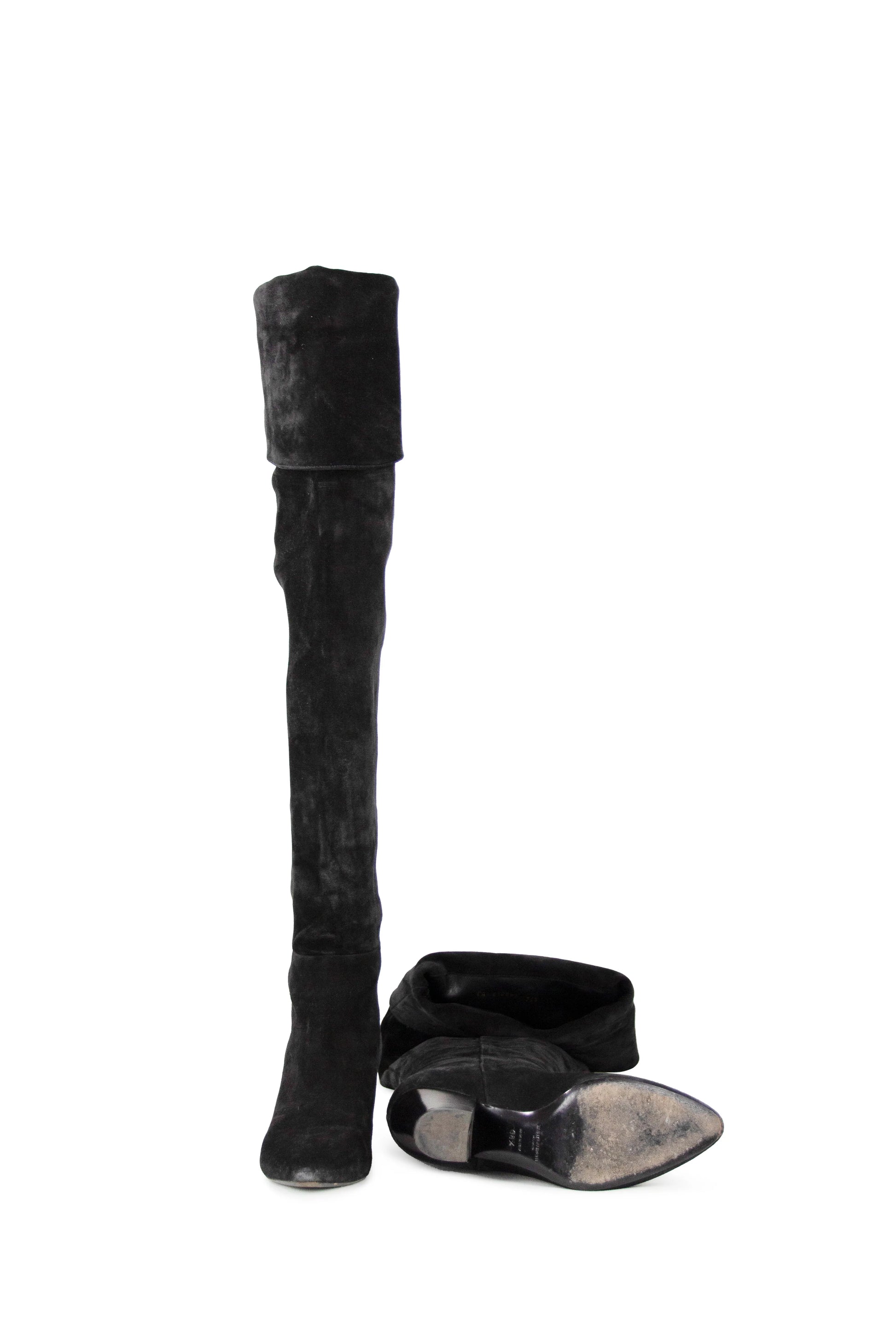 Suede thigh high boots