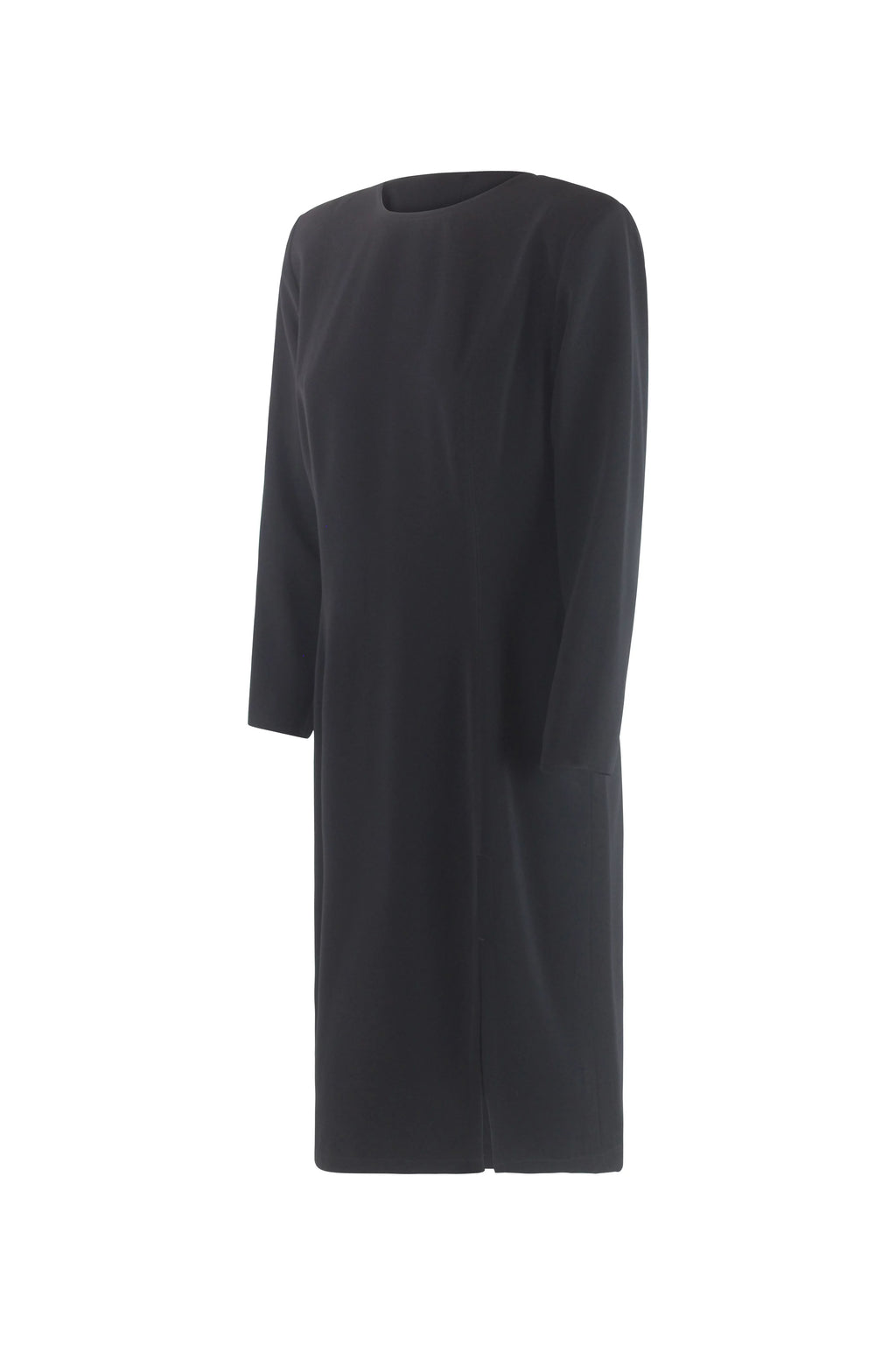 Long-Sleeve Midi Dress in Black