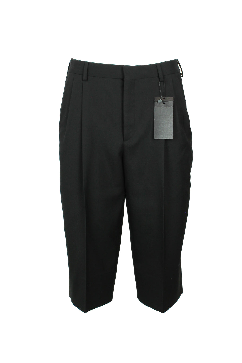 Black Wool Knee-Length Bermuda Shorts