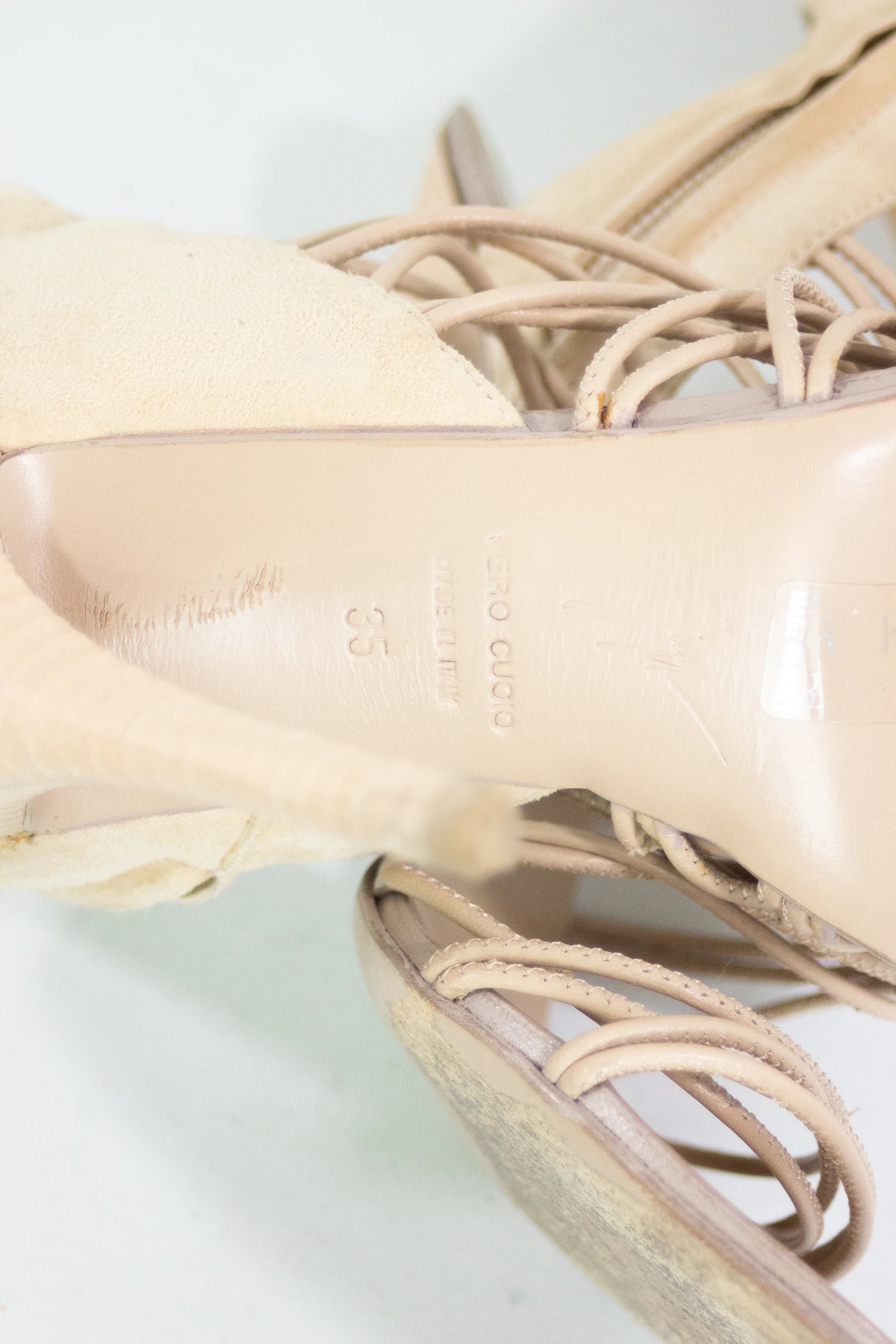 Cream strings sandals