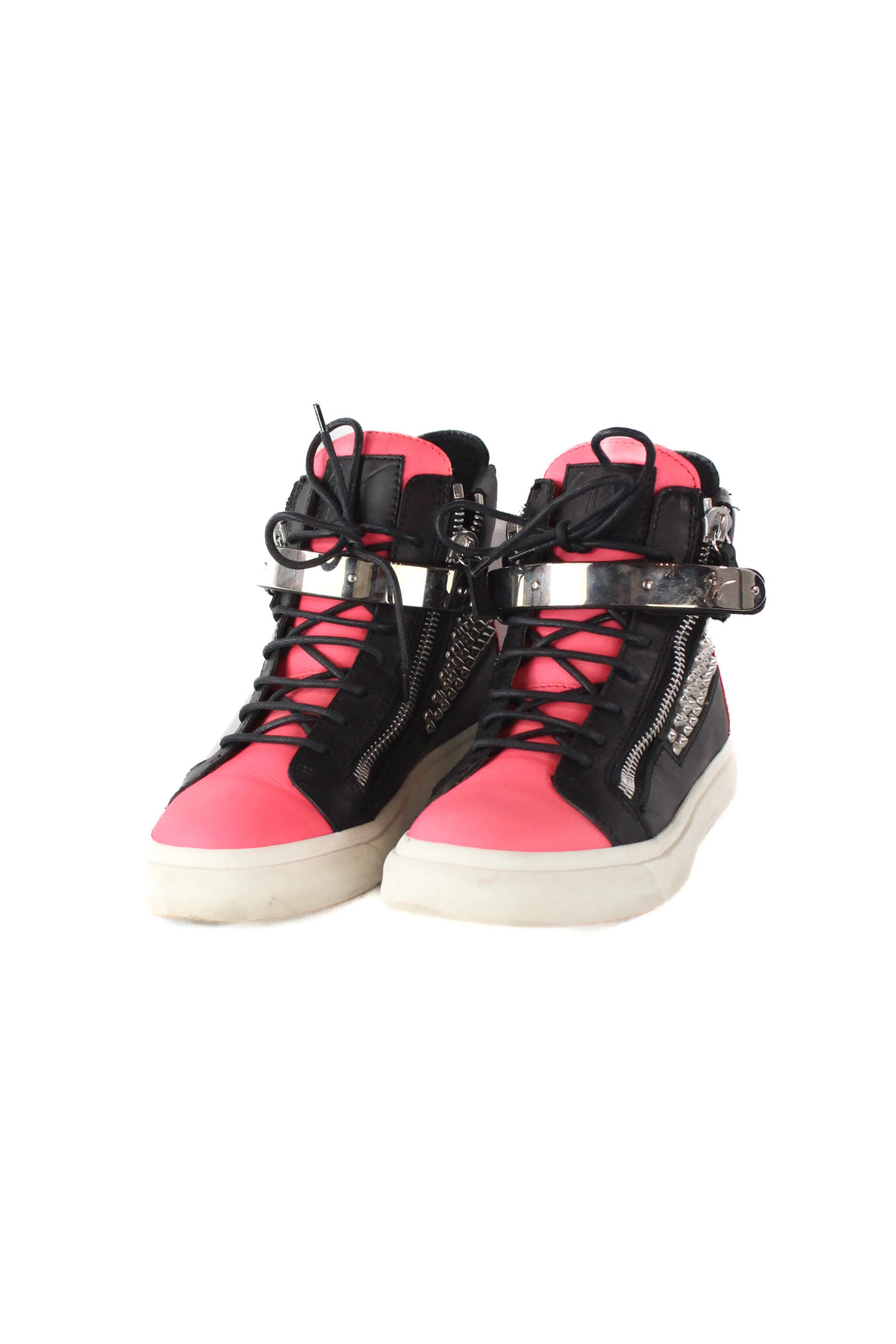 Coby Fuchsia and Black Leather Sneakers
