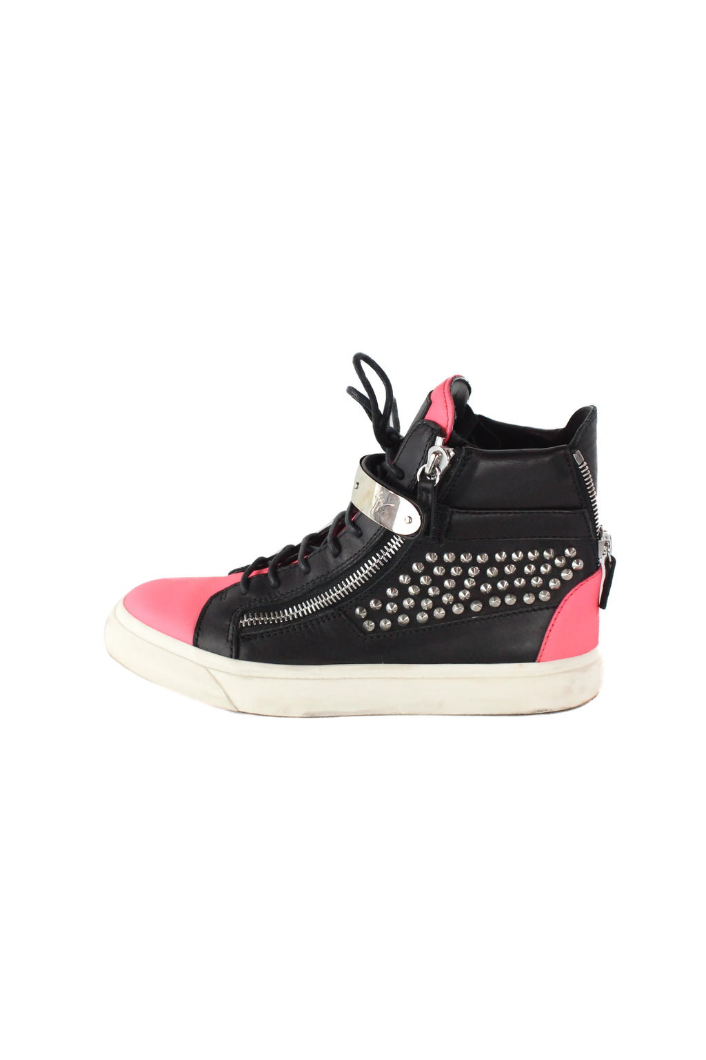 Coby Fuchsia and Black Leather Sneakers
